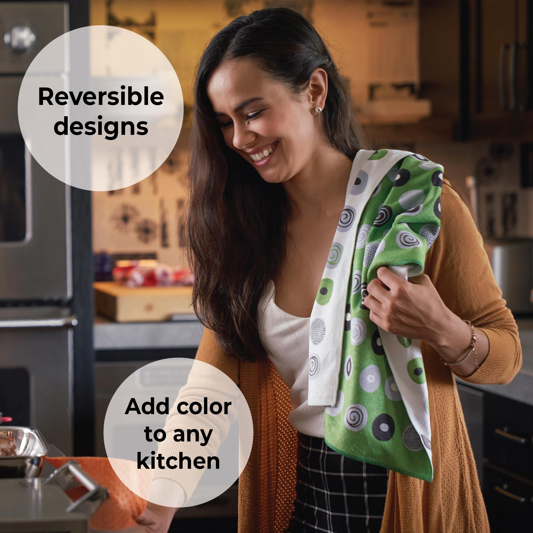 Eco-Friendly Skoy Kitchen Towels (Pack of 3) - Super Absorbent Reusable Dish Towels for Dishes, Glassware & Cookware - 18