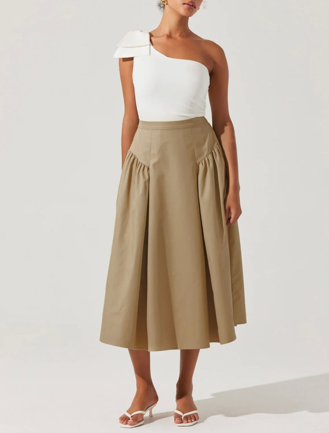 Laila Ruched Detail Midi Skirt for Women - Elegant Bodycon Pencil Skirt with Side Slit, Stretchy High Waist - Perfect for Office, Party & Date Night Outfits