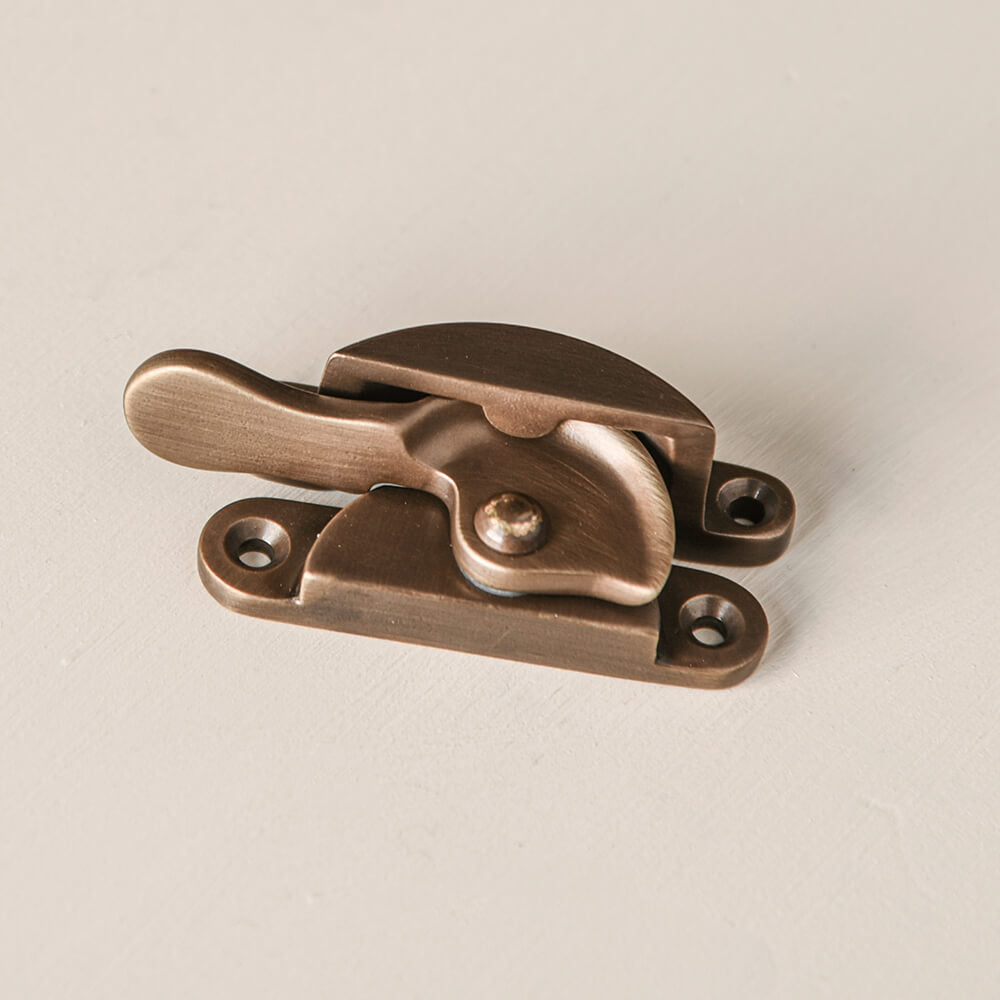 Vintage Distressed Antique Brass Fitch Sash Window Fastener - Classic Home Restoration Hardware for Historic Windows - Perfect for Victorian & Colonial Style Homes