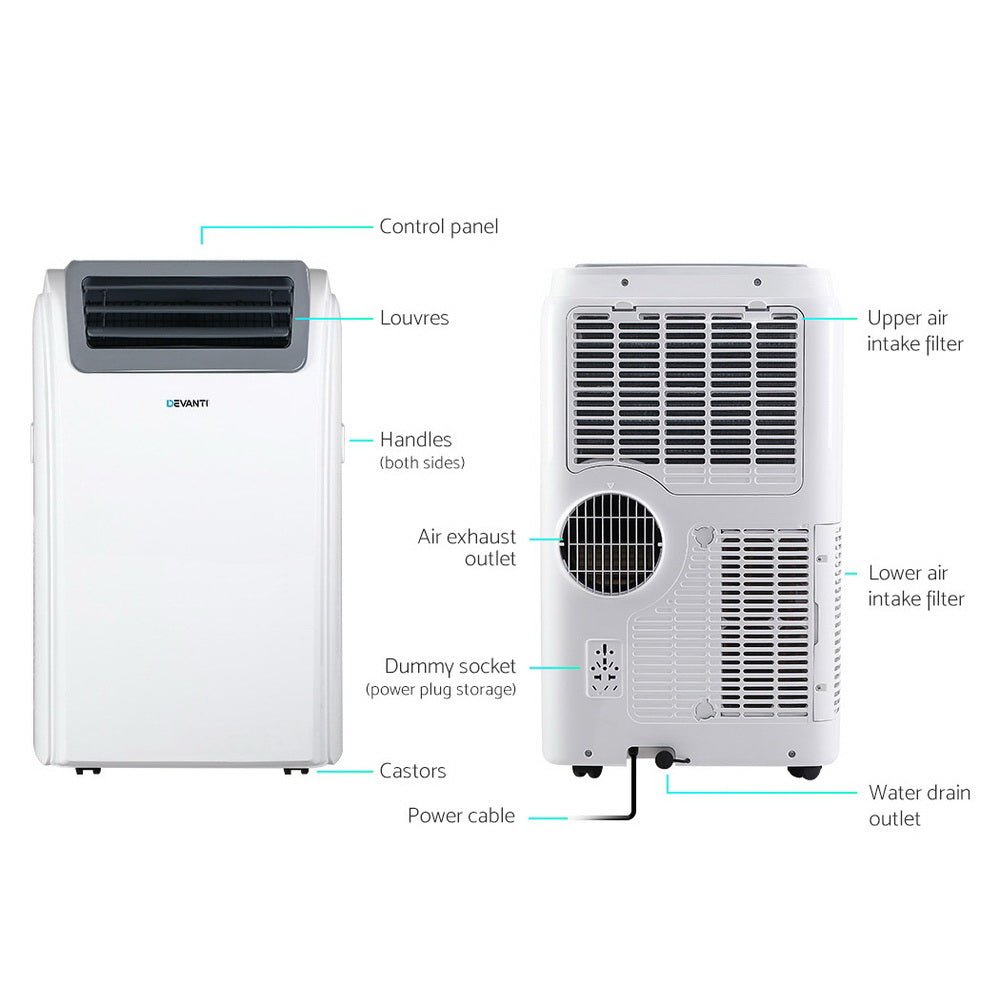 Devanti 12000 BTU Portable Air Conditioner with WiFi - Smart Cooling for Home, Office & Bedroom - Energy Efficient & Quiet AC Unit