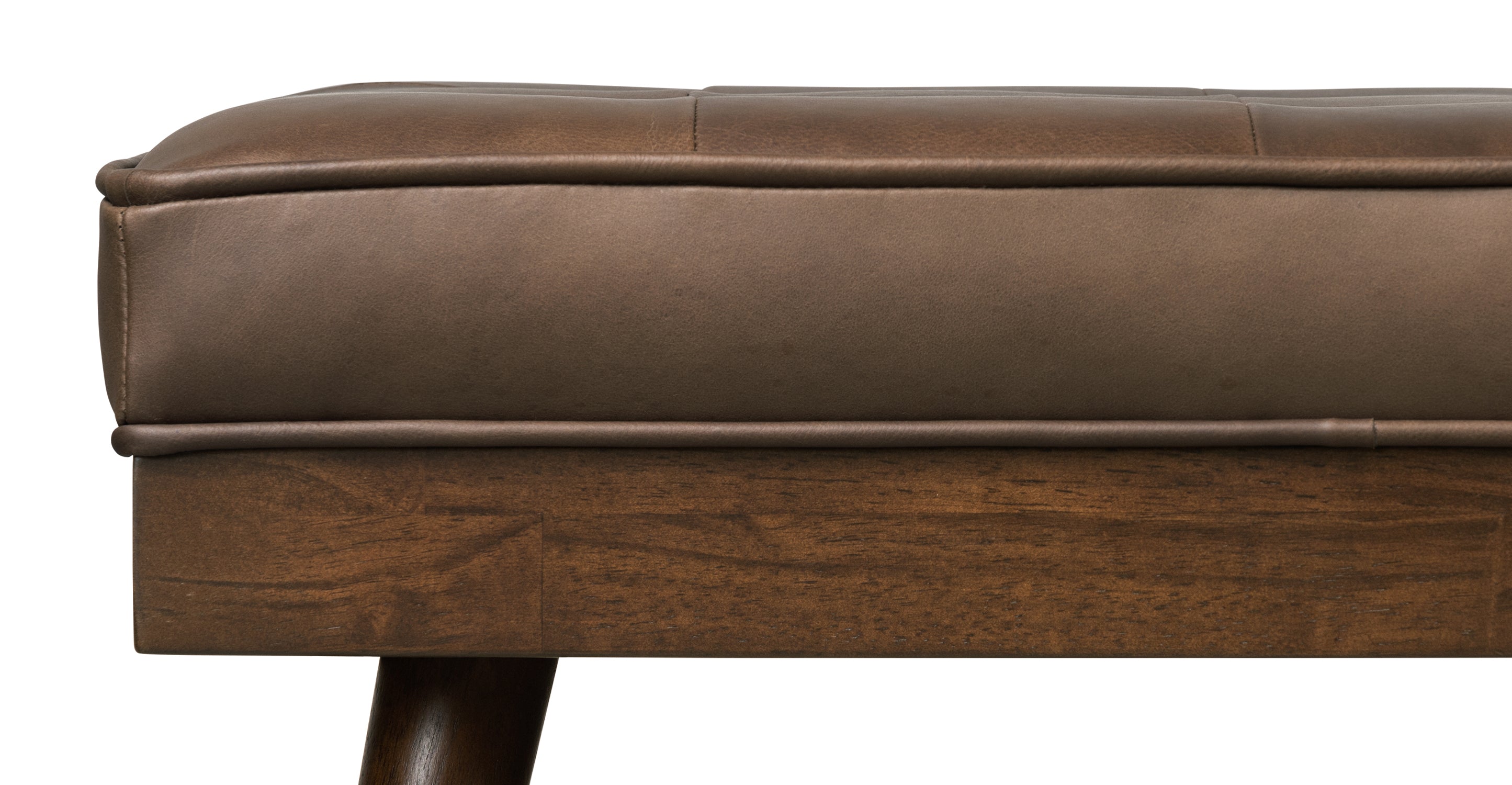 Luca Leather Bench - Modern Upholstered Storage Ottoman with Tufted Design for Living Room, Bedroom, or Entryway - Durable Faux Leather Seat with Sturdy Wooden Legs - Perfect for Extra Seating, Footrest, or Stylish Home Decor