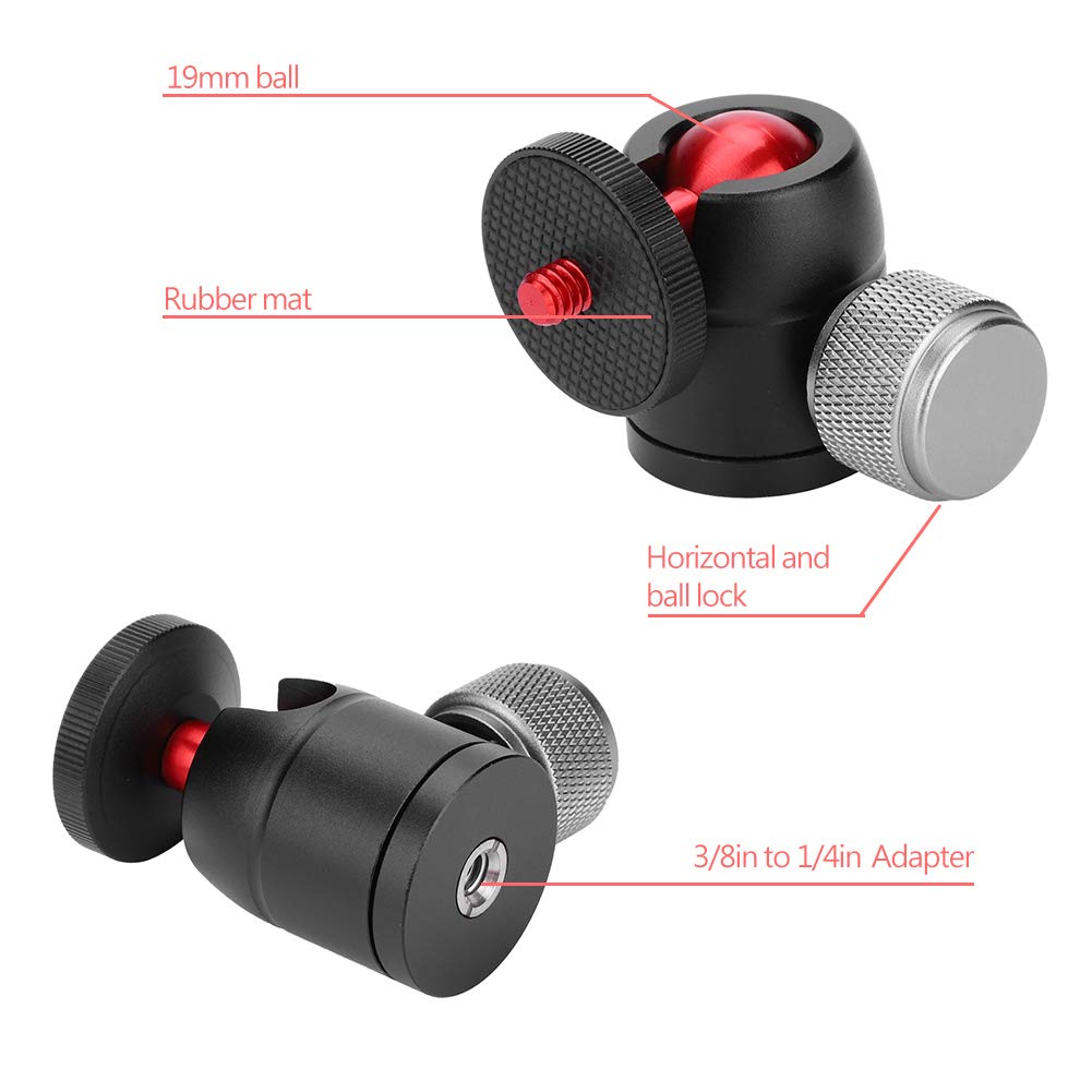 360° Rotatable Mini Ball Head Adapter - Aluminum Tripod Head with 3/8