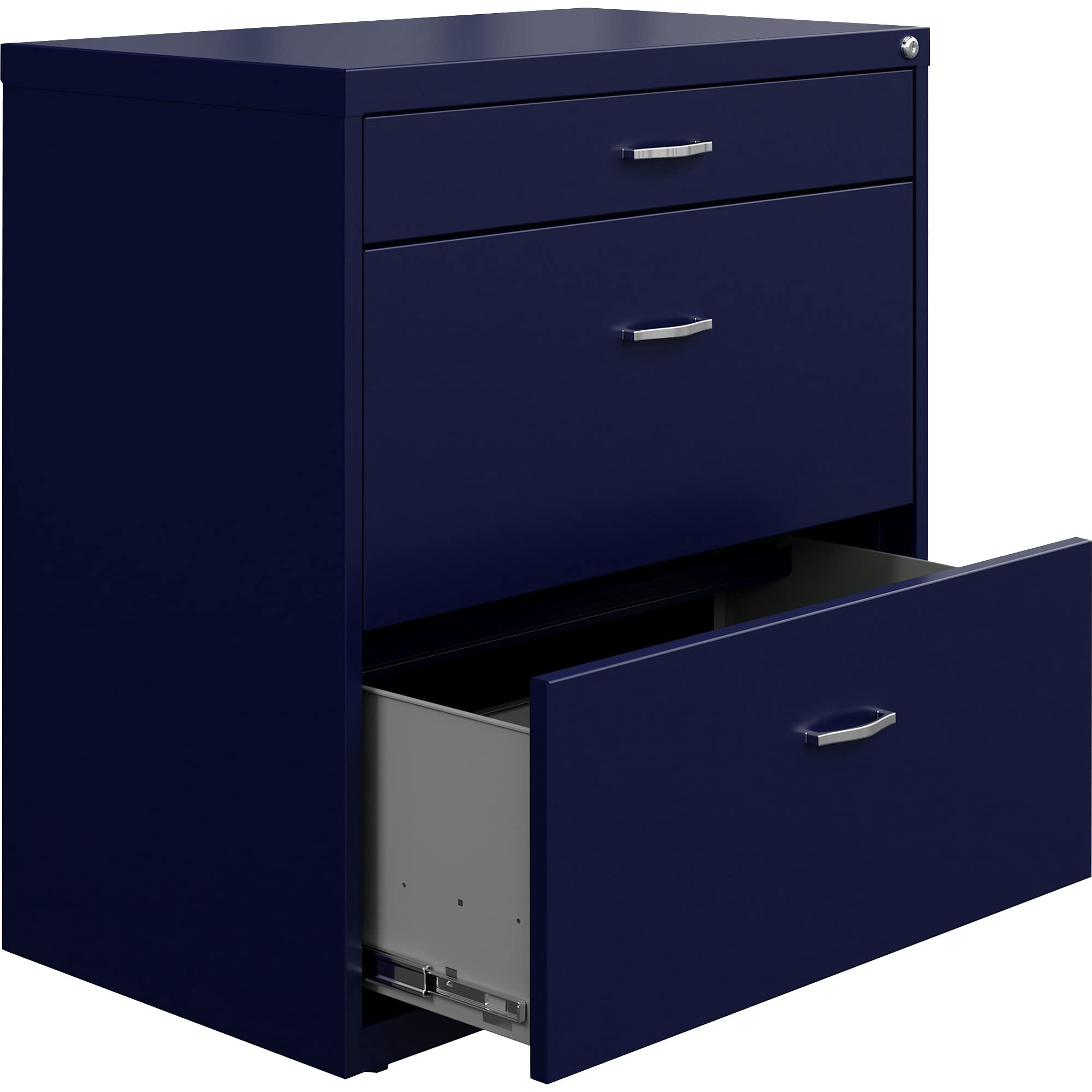 Lorell LYS SOHO 2-Drawer Lateral File Cabinet - Navy Blue Office Storage Solution for Home & Business Organization