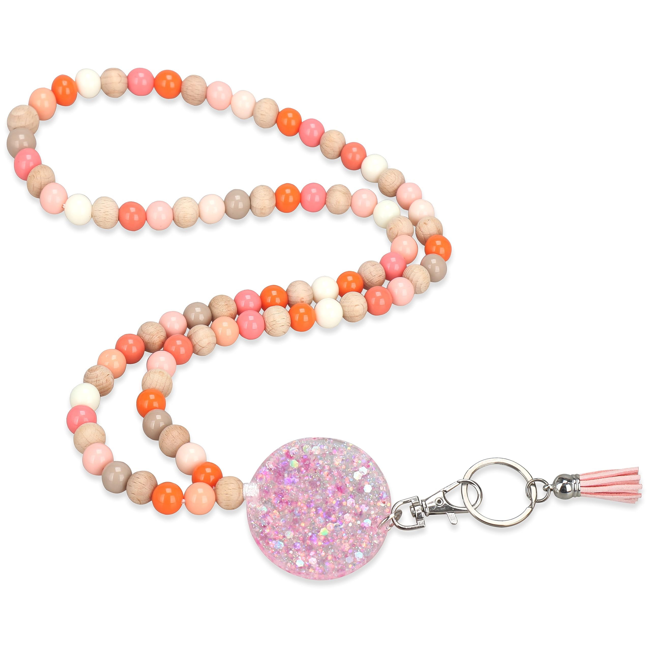 Cute Beaded Teacher Lanyards for ID Badges & Keys - USA Made for School & Office Use