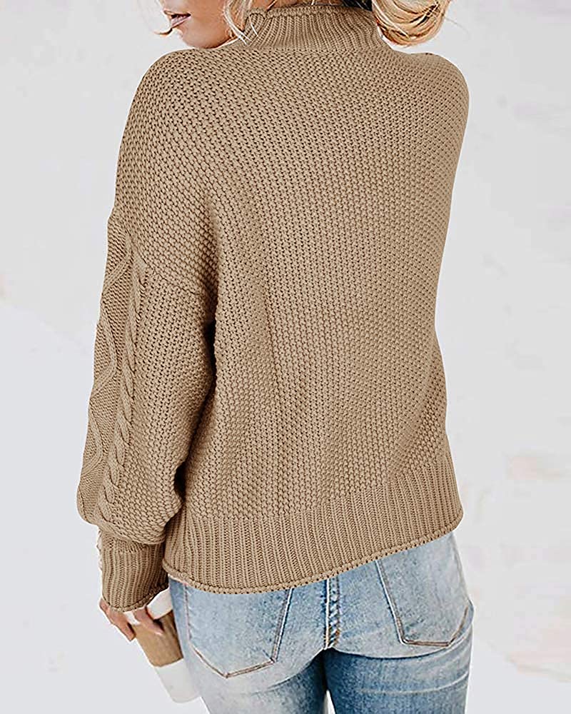 Women's Oversized Turtleneck Sweater - Cable Knit Batwing Long Sleeve Pullover, Loose Fit Chunky Jumper Top for Winter, Fall & Casual Outfits | Cozy Layering & Office Wear