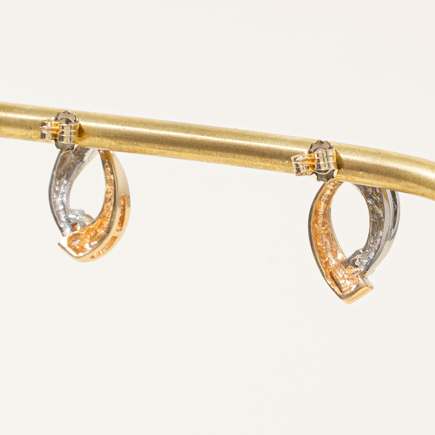 Two Tone Gold Diamond Abstract Stud Earrings | 0.16ctw | Elegant & Minimalist Jewelry for Women | Perfect for Everyday Wear, Parties & Special Occasions
