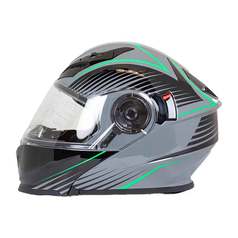 Premium Black & Green Leather Biker Helmet for Men & Women - West Coast Style Motorcycle Gear for Safety & Style - Perfect for Cruising, Racing & Urban Riding