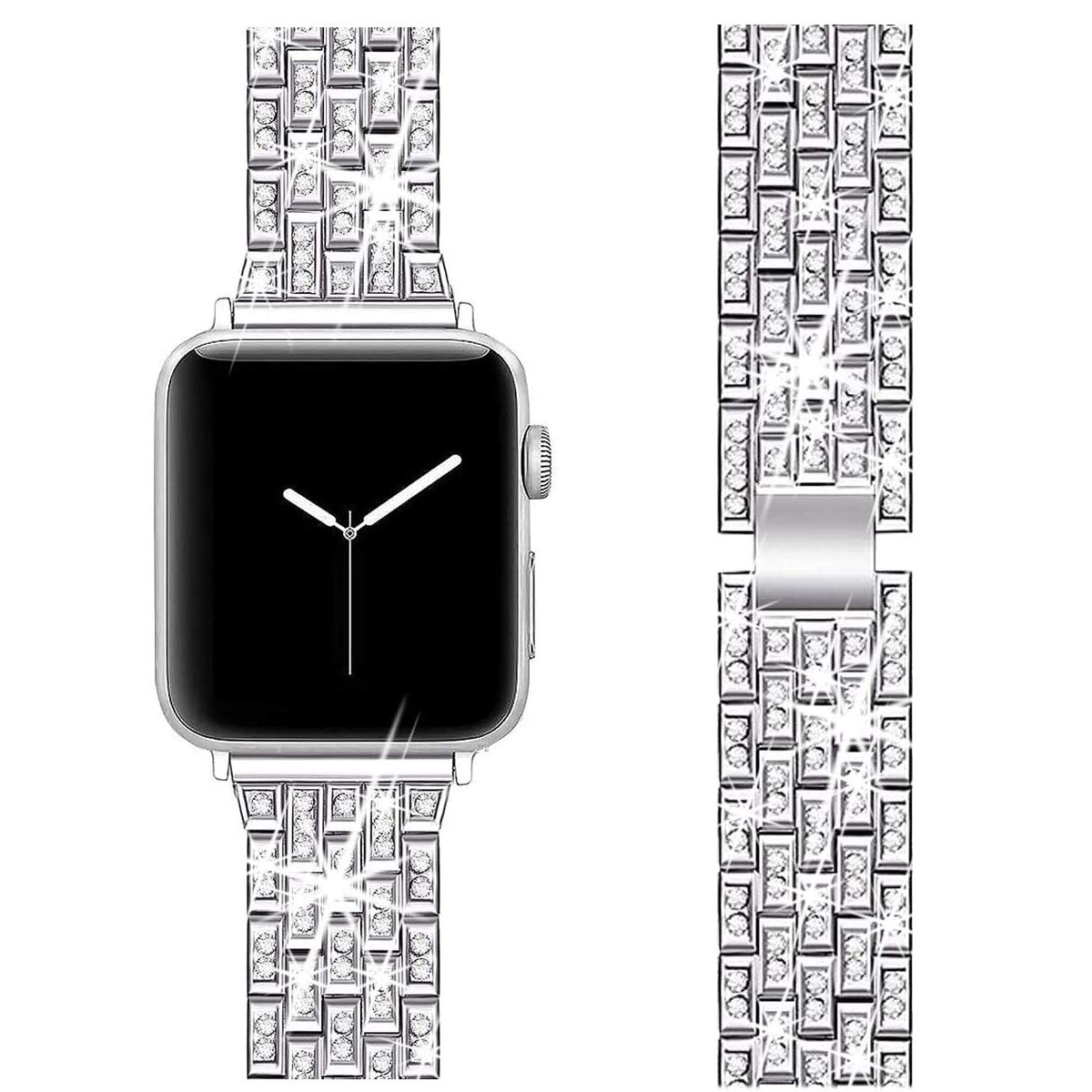 BestMin Bands Compatible with Apple Watch 38mm 40mm 42mm 44mm - Luxury Rhinestone Strap for iWatch Series 6/5/4/3/2/1 & SE - Elegant Replacement Wristband for Women, Perfect for Parties, Weddings & Special Occasions