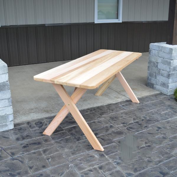 Premium Western Red Cedar Crossleg Table - Rustic Outdoor Dining & Patio Furniture for Garden, Deck, or Backyard