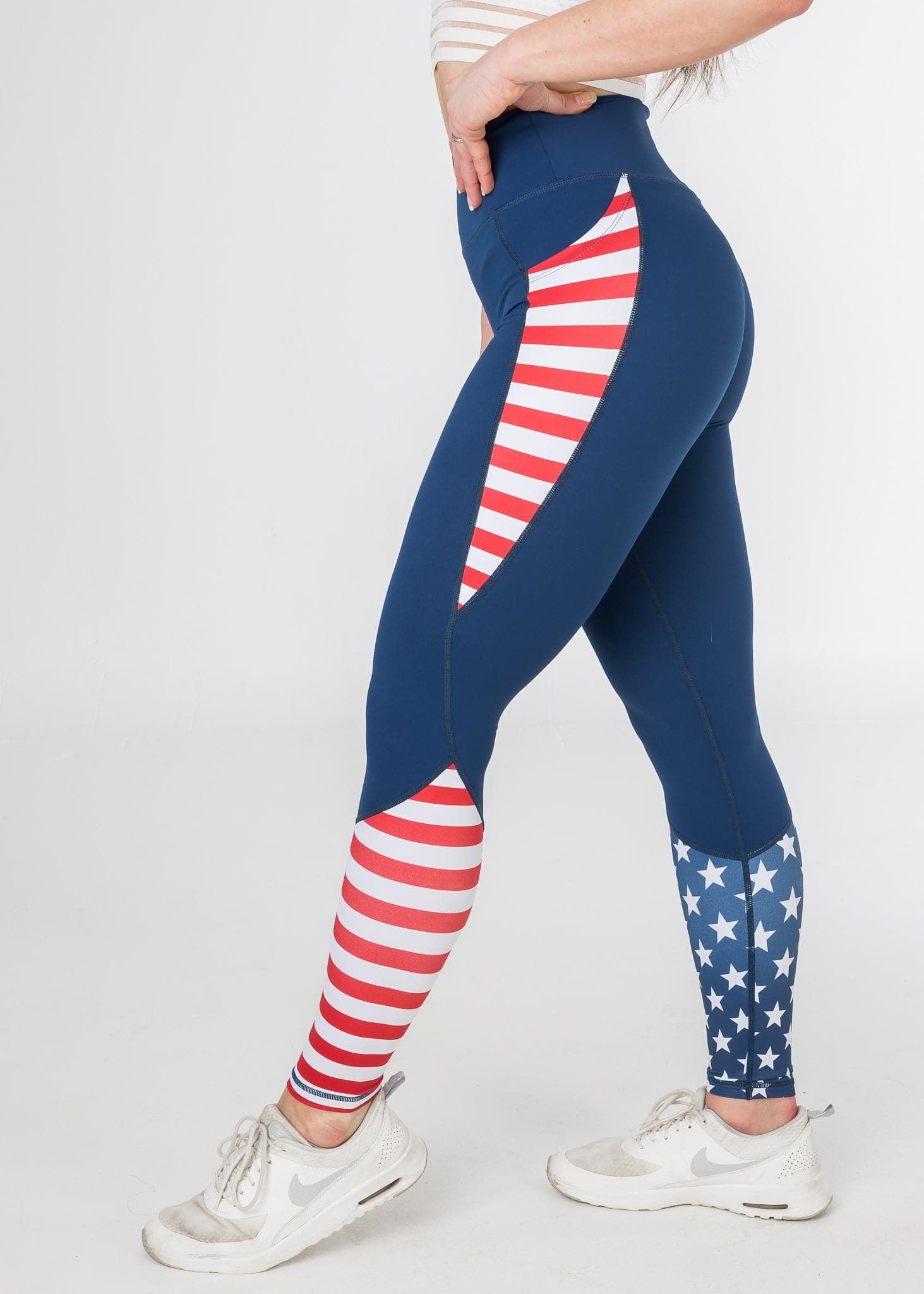 Empowered Leggings | Stars & Stripes High-Waisted Yoga Pants for Women - Patriotic Workout & Lounge Wear for Gym, Running, and Casual Outfits