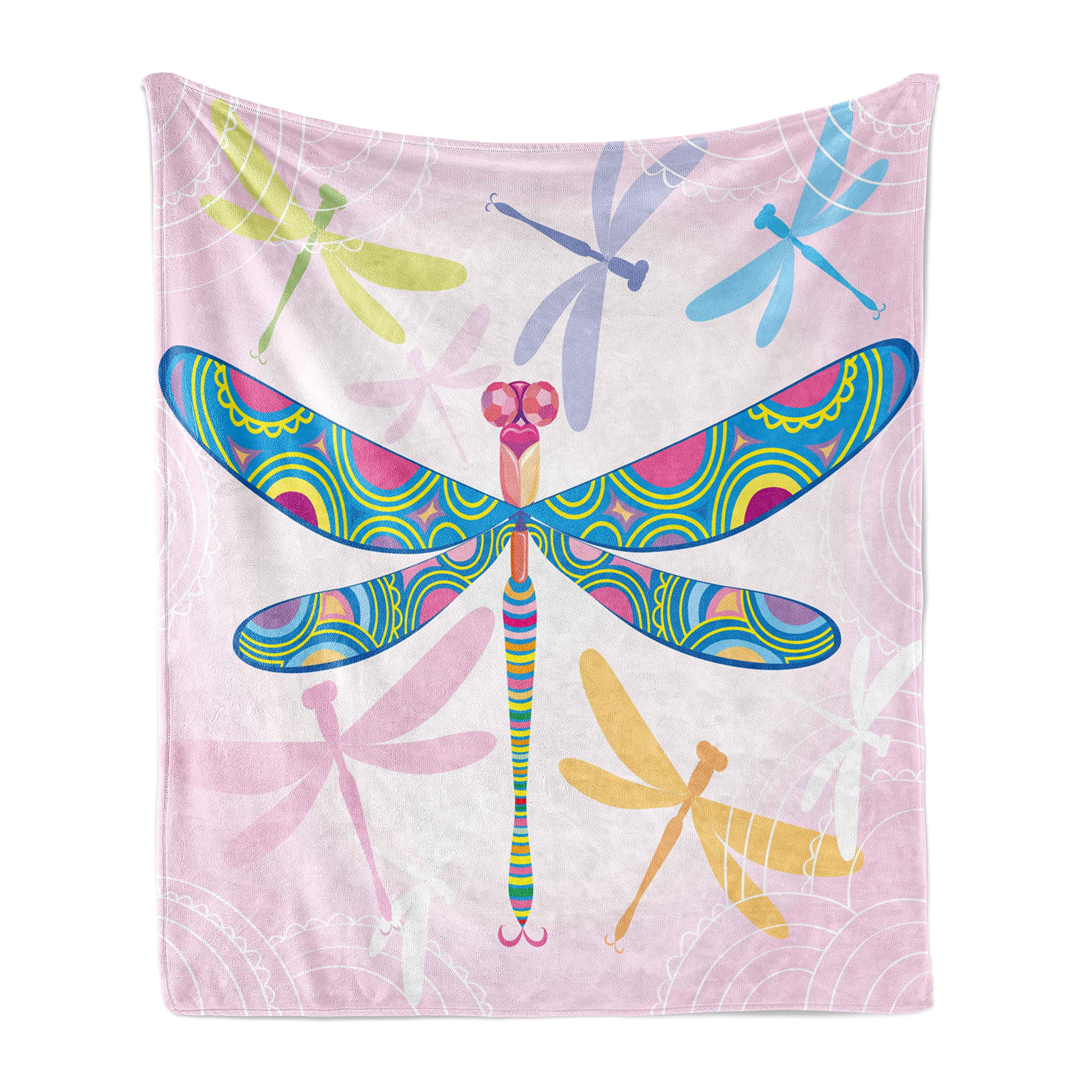Ambesonne Dragonfly Fleece Throw Blanket 50