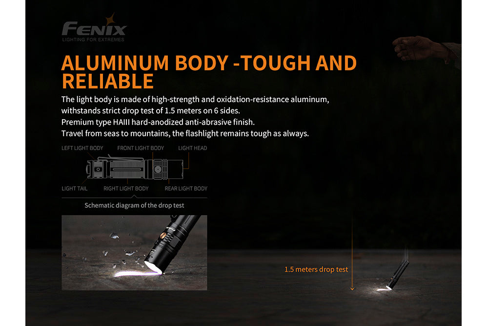 Fenix PD36R Tactical LED Flashlight - 2000 Lumens, USB-C Rechargeable, Waterproof for Outdoor, Camping, Hiking & Emergency Use