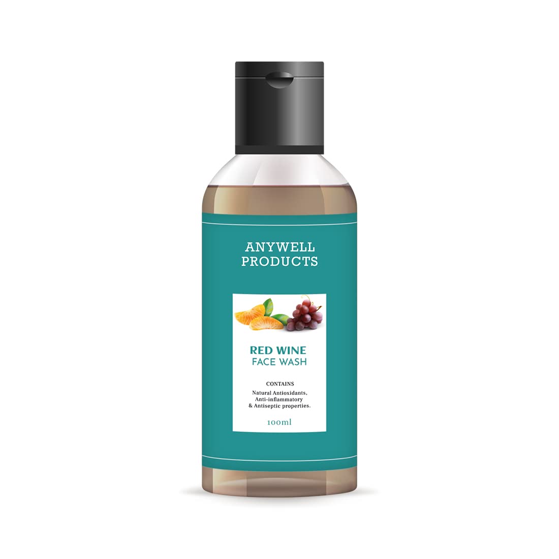 Anywell Red Wine Face Wash - Brightens Skin, Reduces Oil, Anti-Aging 100ml for Glowing Complexion