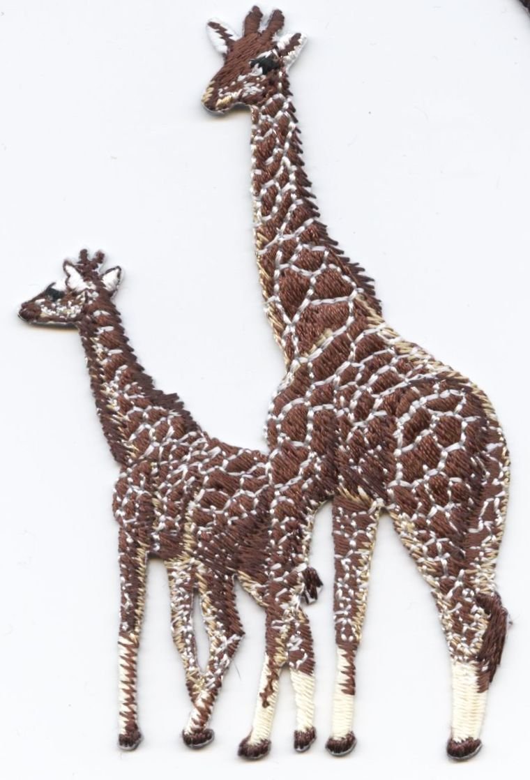 Two Giraffe Embroidered Iron-On Patch for DIY Clothing, Bags & Hats - Fun Animal Applique for Kids & Adults