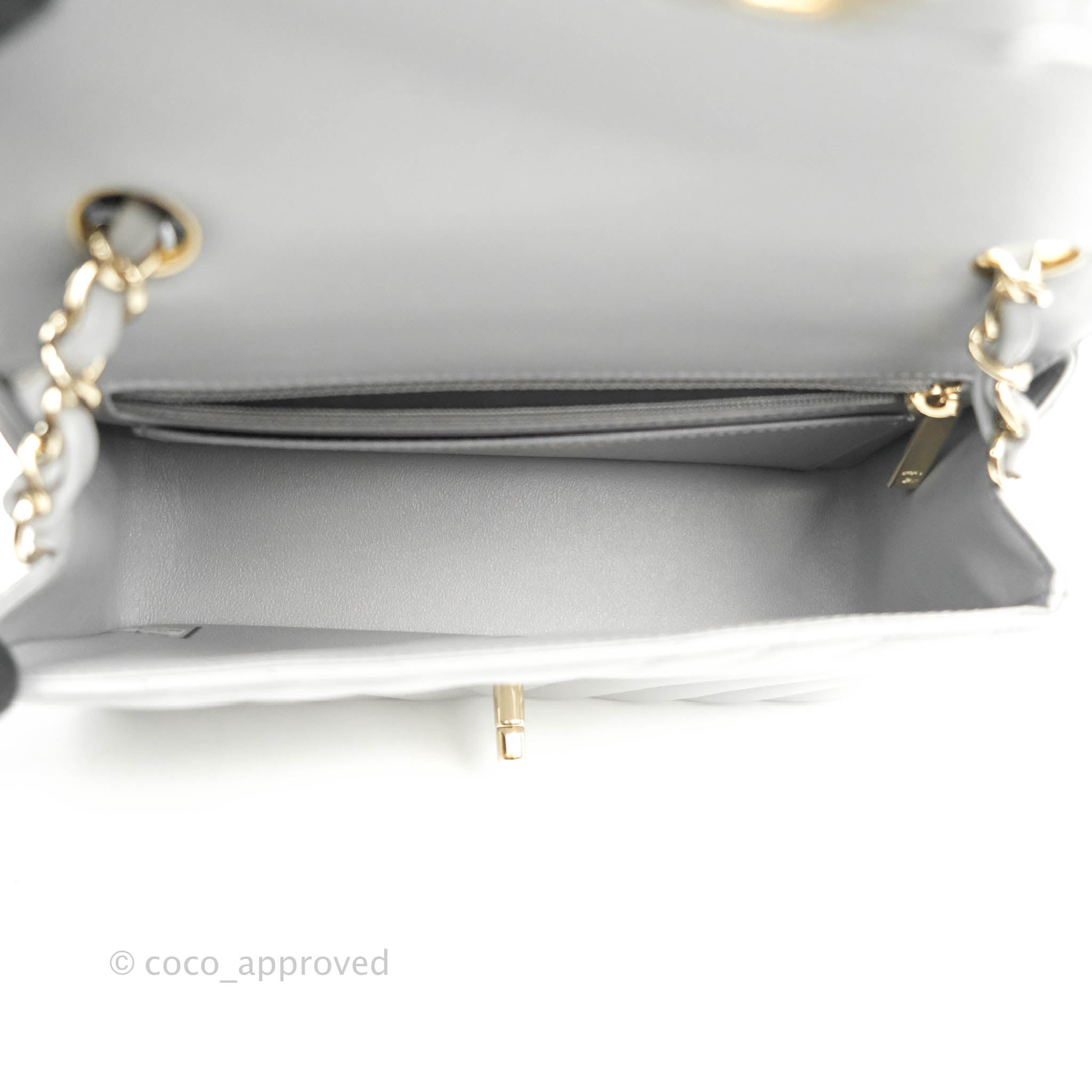 Chanel Chevron Mini Rectangular Flap Bag in Grey Lambskin Leather with Gold Hardware - 20S Collection | Luxury Crossbody Purse for Women, Perfect for Parties & Evening Events