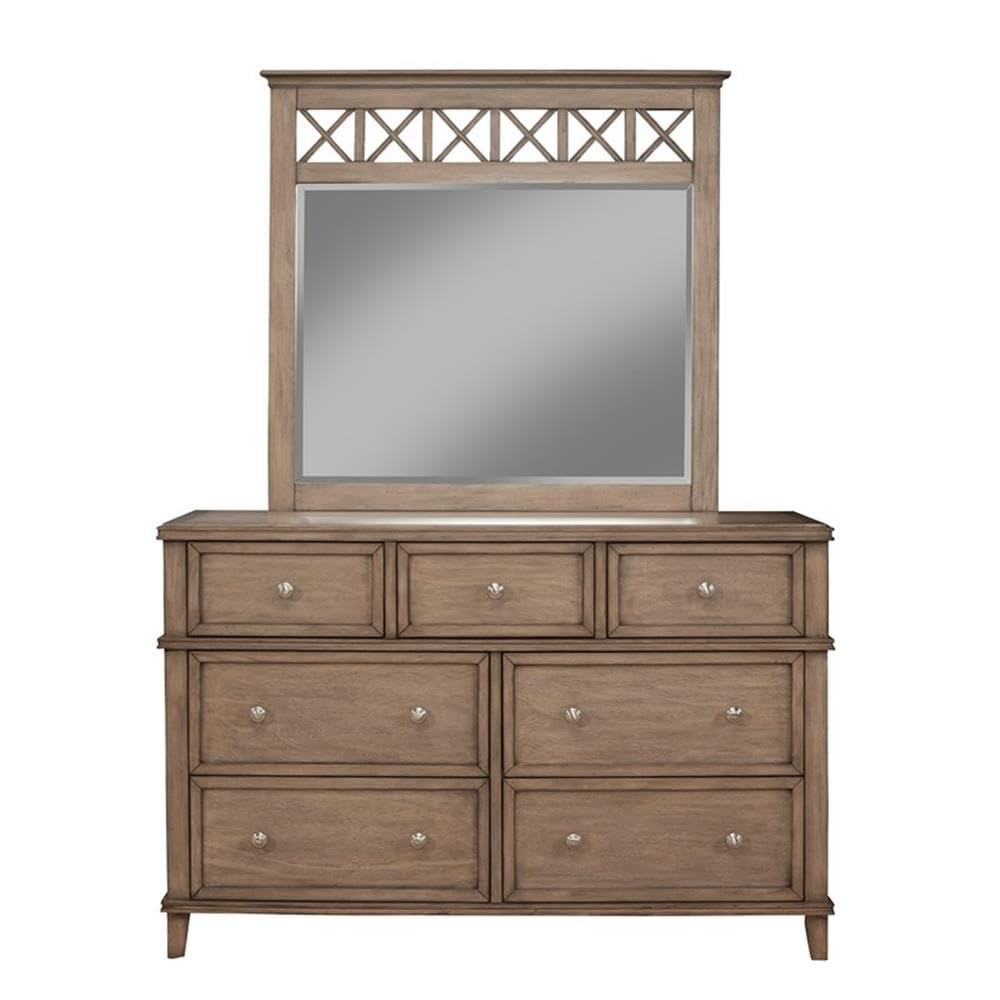 Alpine Furniture Potter Dresser Mirror - Standard Size, French Truffle Finish | Elegant Bedroom Dresser Mirror for Home Decor & Vanity Use