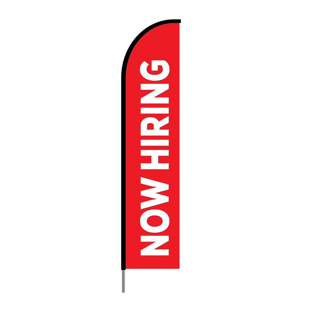 Now Hiring Feather Flag Banner with Pole Kit & Base - 15ft Red Outdoor Advertising Sign for Business Promotion - Perfect for Retail Stores, Restaurants, and Job Fairs