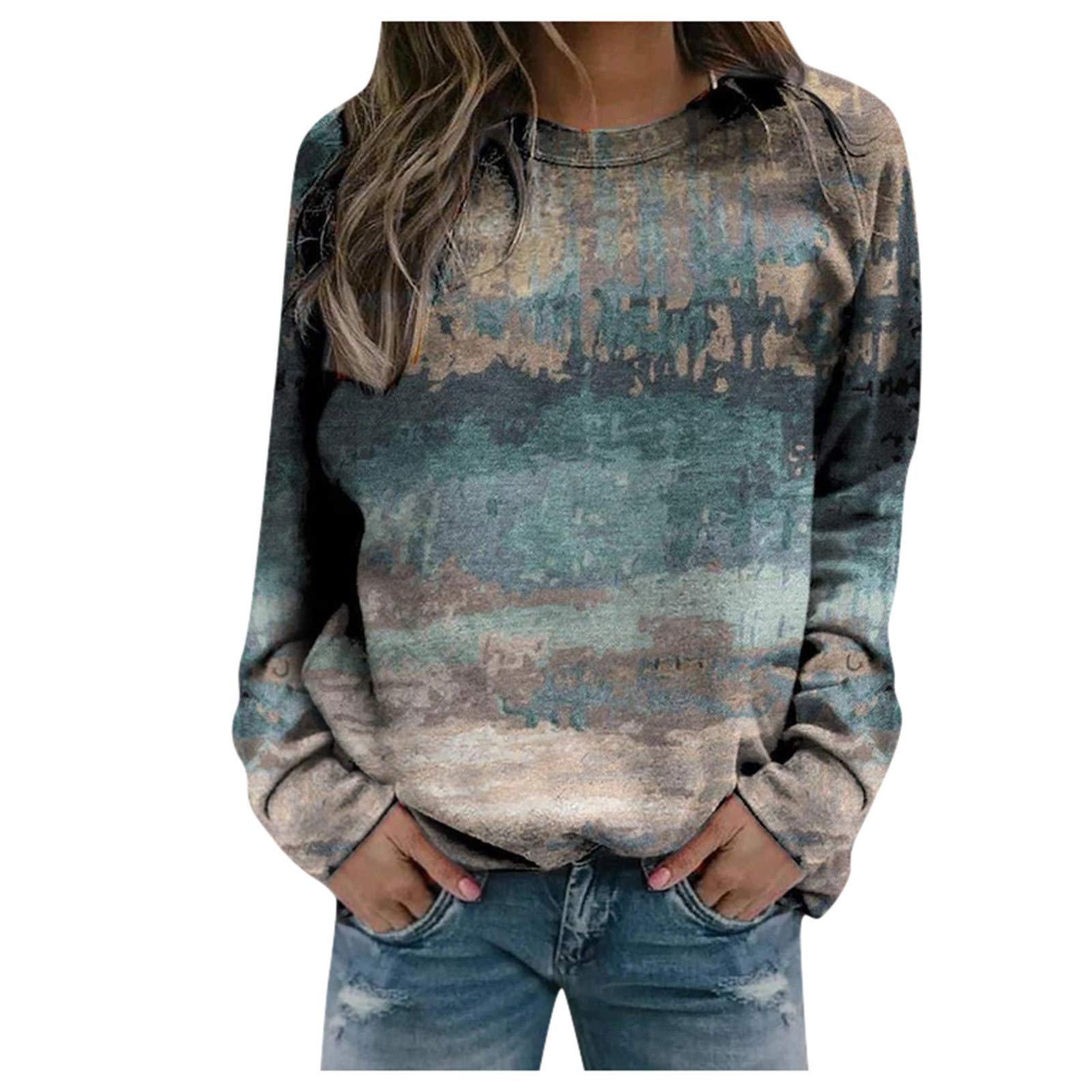 Women's Casual Graffiti Long Sleeve Sweatshirt - Loose Fit Pullover Sweater Shirt for Teen Girls & Women | Perfect for Streetwear, Lounge Wear & Everyday Fashion