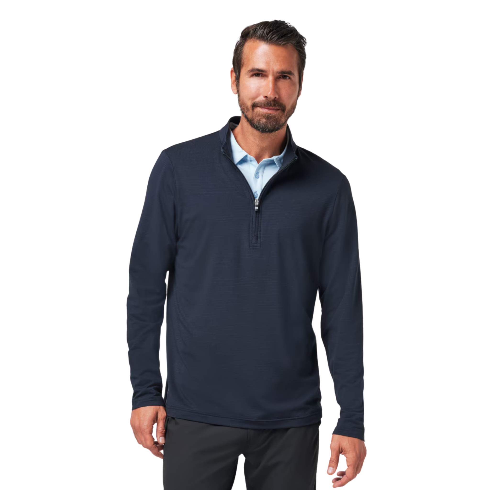 TravisMathew Men's The Heater Quarter Zip Long Sleeve Polo Shirt - Comfortable Golf & Casual Wear for Work & Outdoor Activities