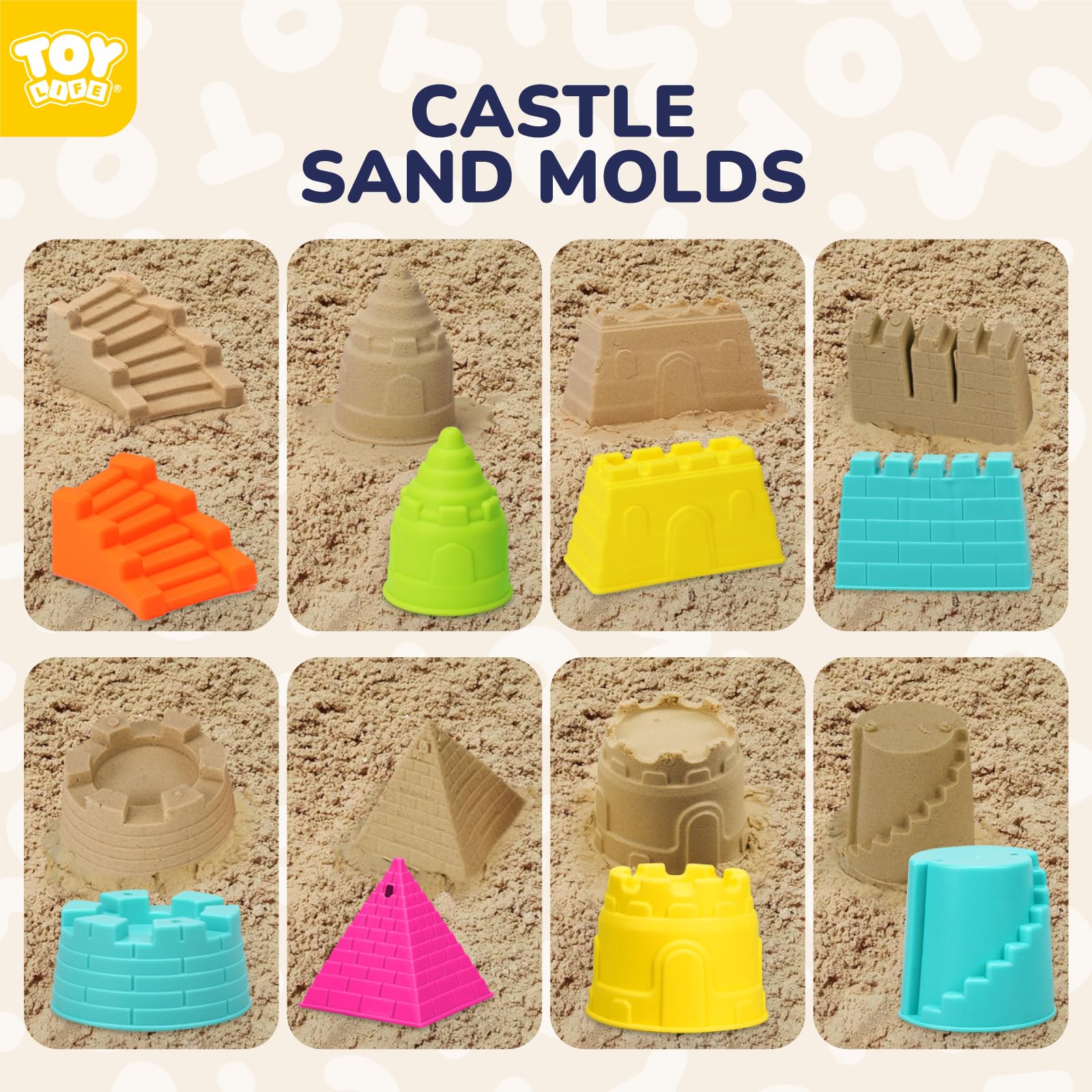 TOY Life Beach Toys for Kids - Sand Castle Building Kit & Sandbox Toys for Toddlers Ages 1-3, 4-8, 8-12 - Fun Outdoor Sand Play Set for Beach, Backyard & Poolside Activities