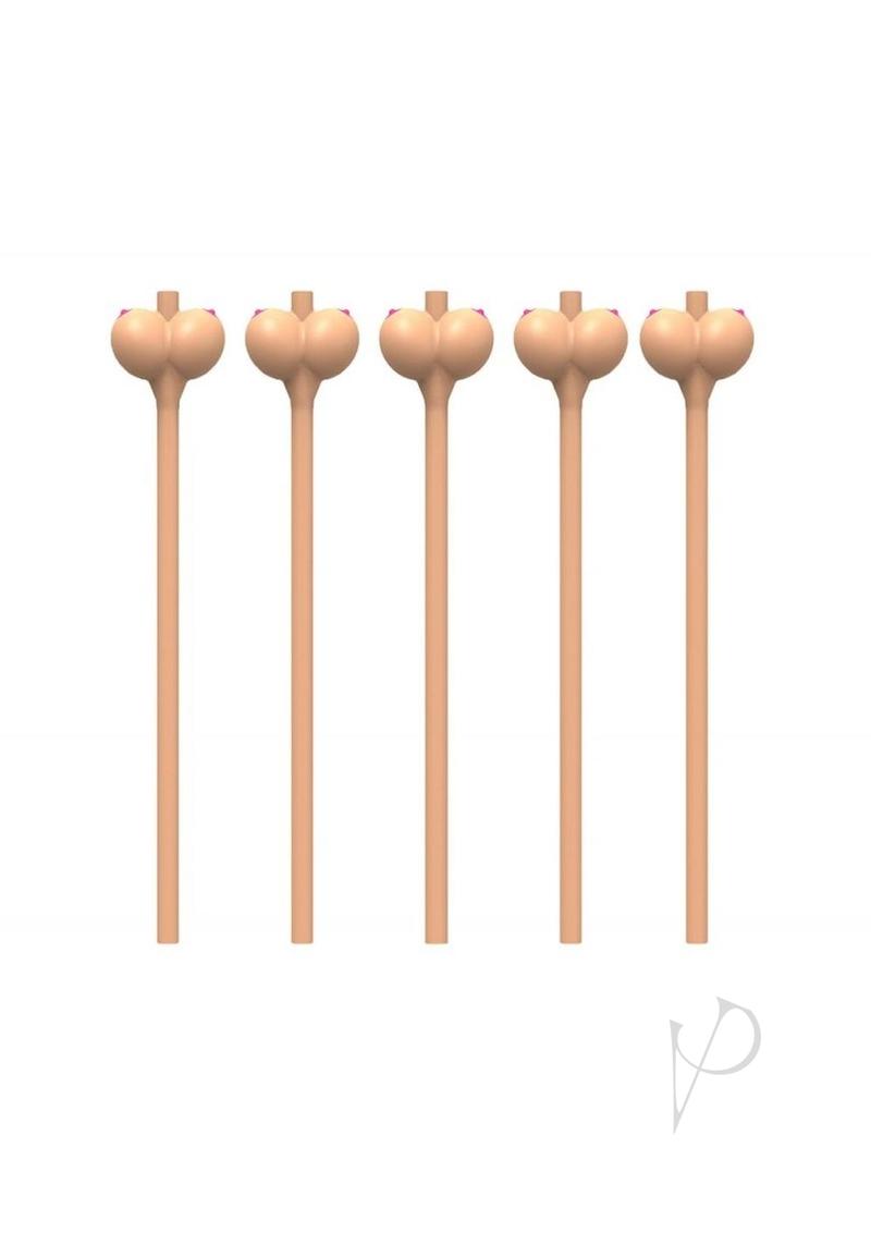 Boobylicious Boobie Party Straws - Fun Drinking Straws for Bachelorette Parties & Girls' Night Out - Pack of 6 Tan Straws