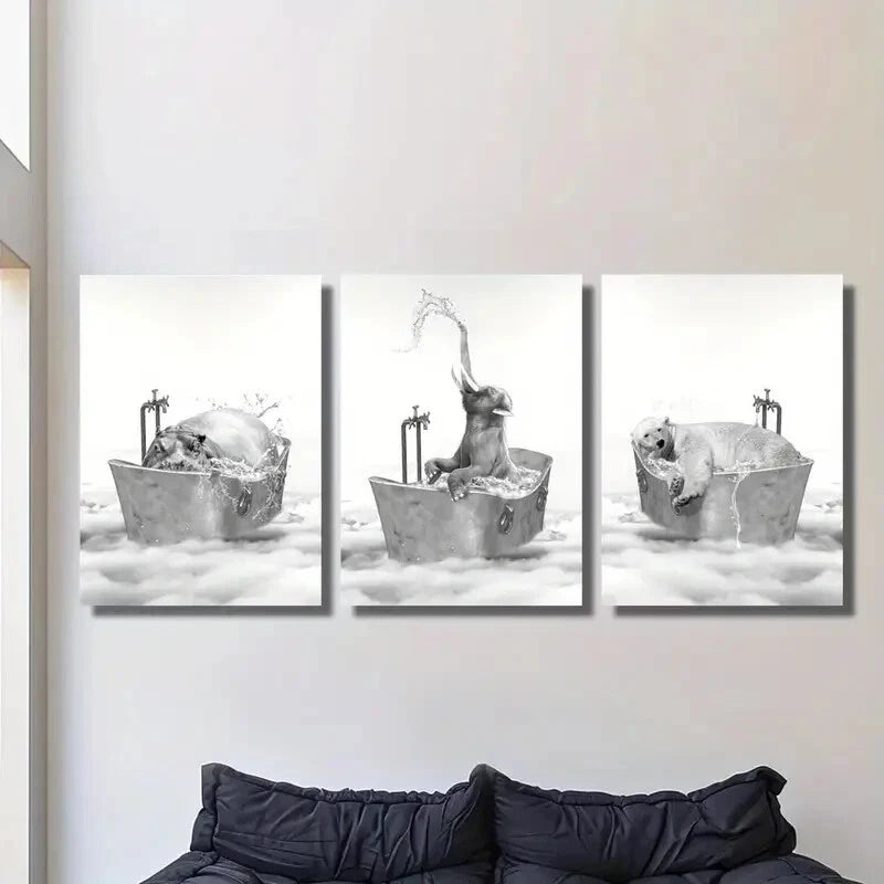 3-Piece Animal Illustration Metal Wall Art Prints - Ready to Hang Home Decor for Living Room, Bedroom & Office