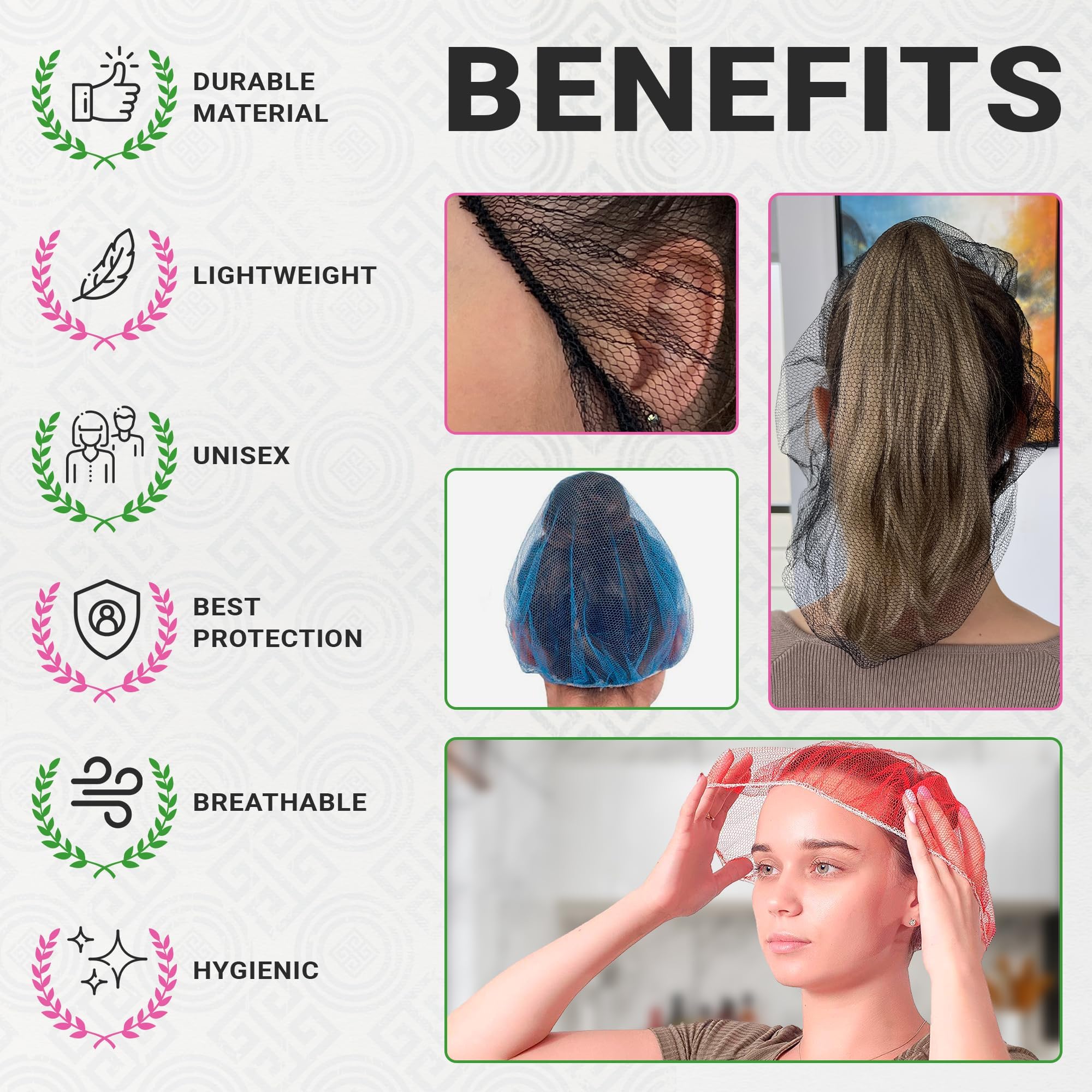 ABC PACK & SUPPLY Disposable Hair Nets - 100pcs Nylon Food Service Hair Caps for Kitchen, Medical & Salon Use | Breathable & Comfortable Hair Cover for Chefs, Nurses & Food Handlers | Perfect for Restaurants, Hospitals & Food Processing Plants