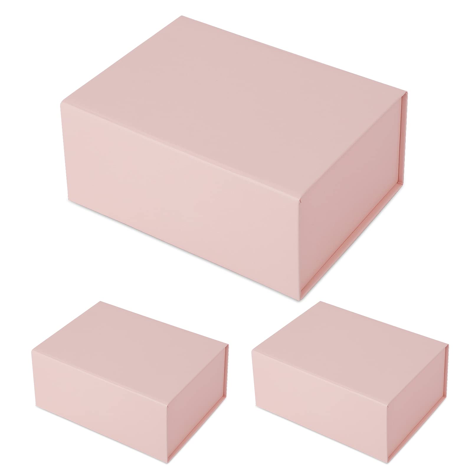 Magnetic Gift Box 3-Pack - Pink Collapsible with Lids for Birthdays, Mother's Day