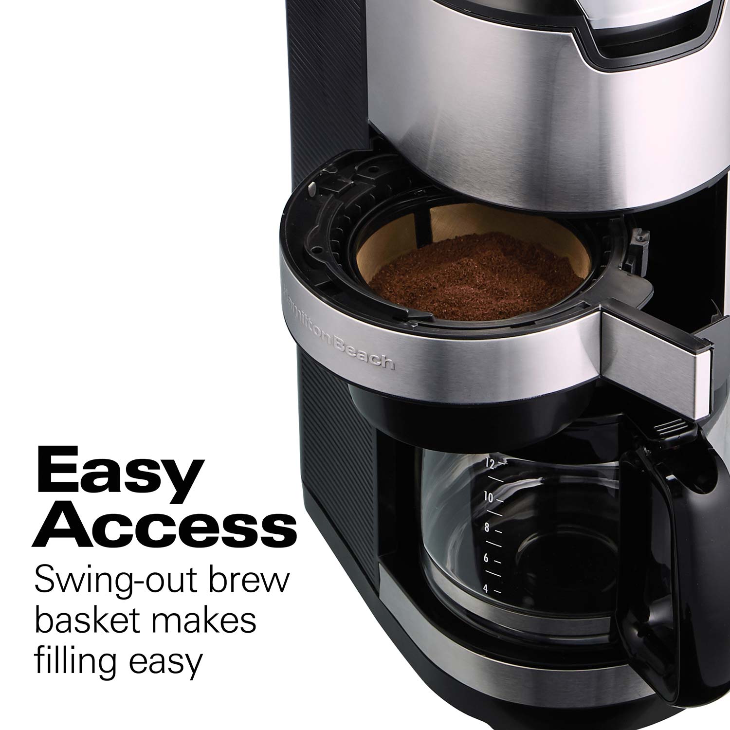 Refurbished HAMILTON BEACH 45505 Grind & Brew Coffee Maker with Warranty - Perfect for Home, Office & Dorm Use