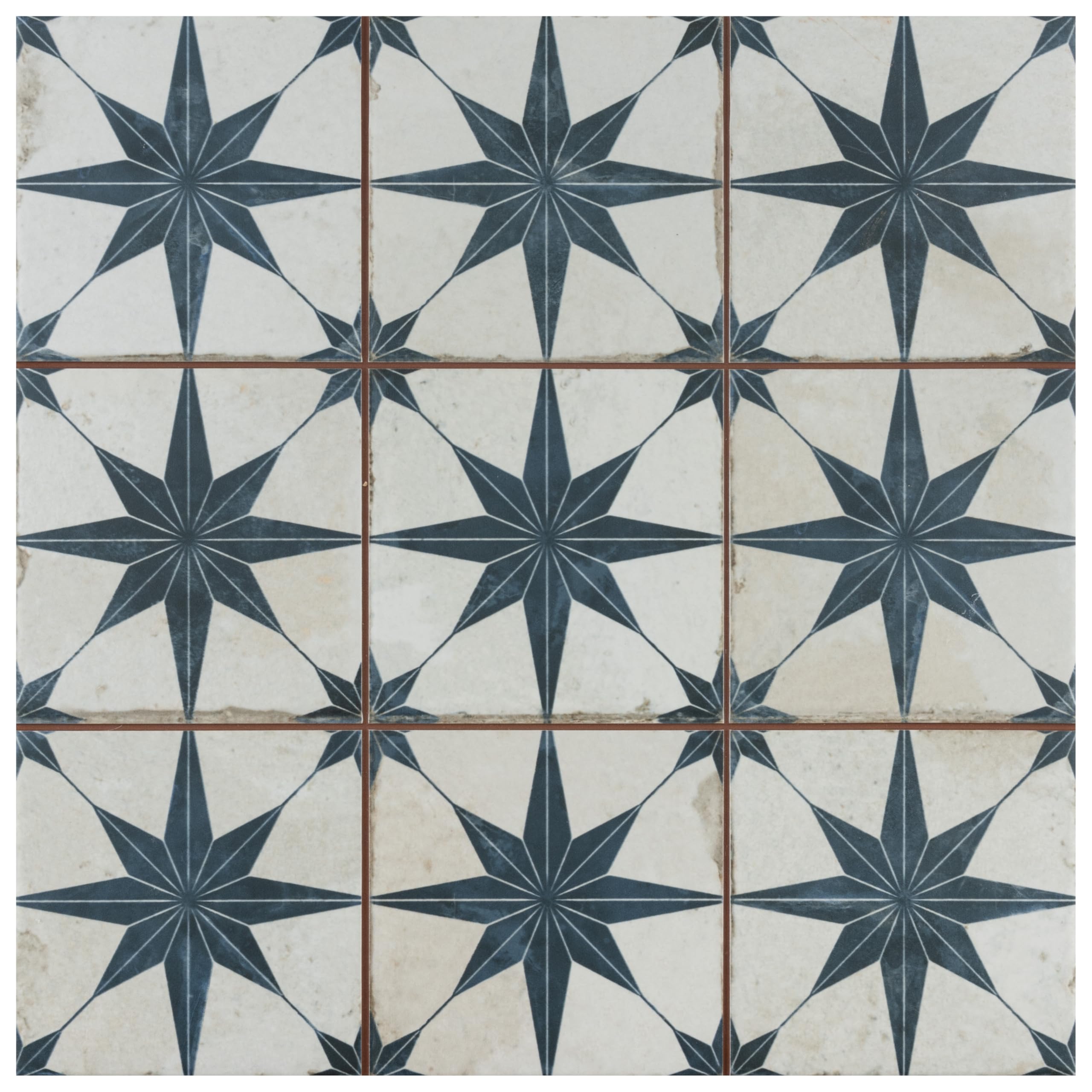 Merola Tile Harmonia Kings Star Blue 13x13 Inch Ceramic Floor & Wall Tile - Perfect for Bathroom, Kitchen Backsplash & Home Decor