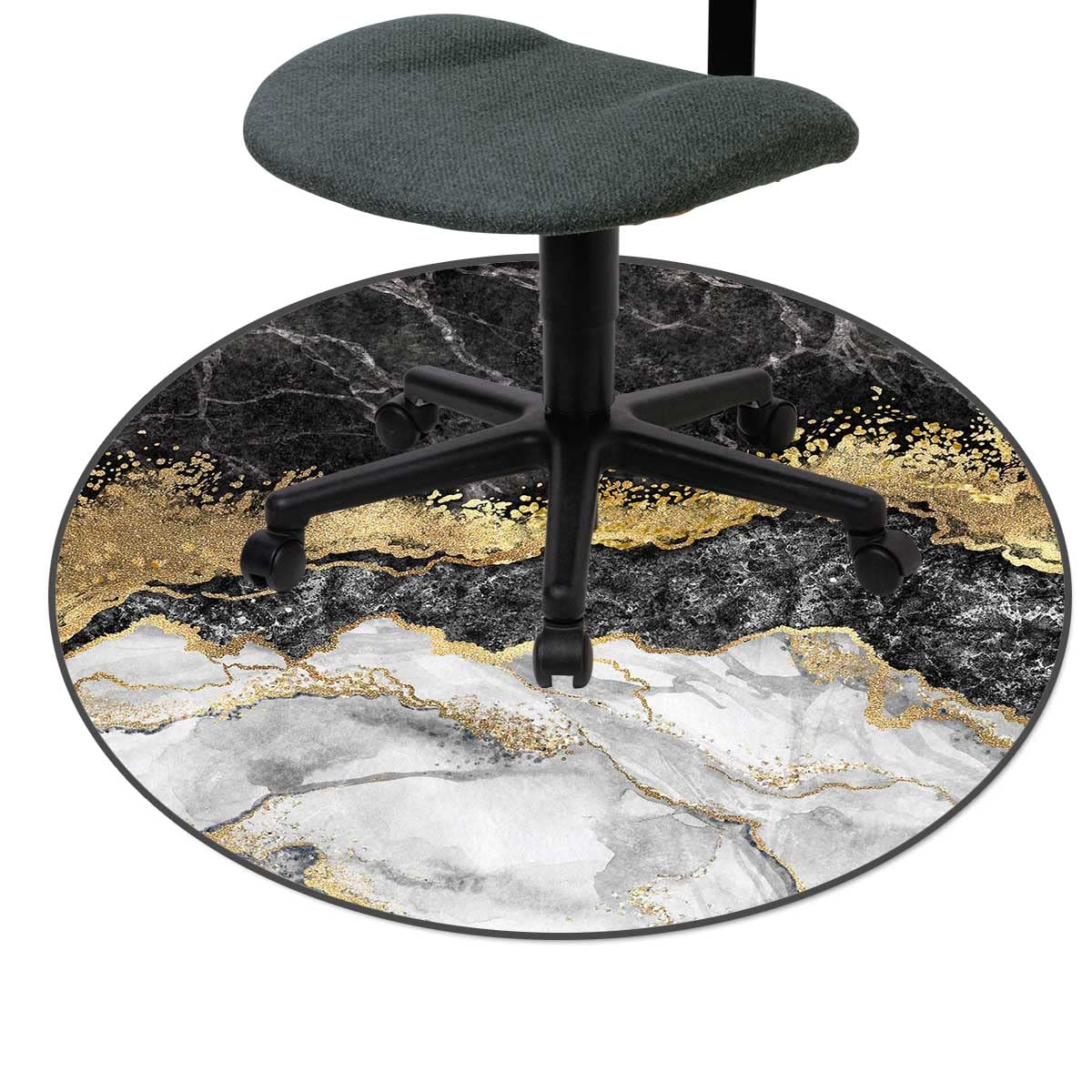 Black Gold Splat Mat for Under High Chair | 51 Inch Waterproof Floor Protector | Non-Slip Office Rug for Rolling Chairs & Desk Chairs | Easy Clean Dining & Play Area Mat for Babies & Toddlers | Perfect for Kitchen, Nursery & Home Office Use