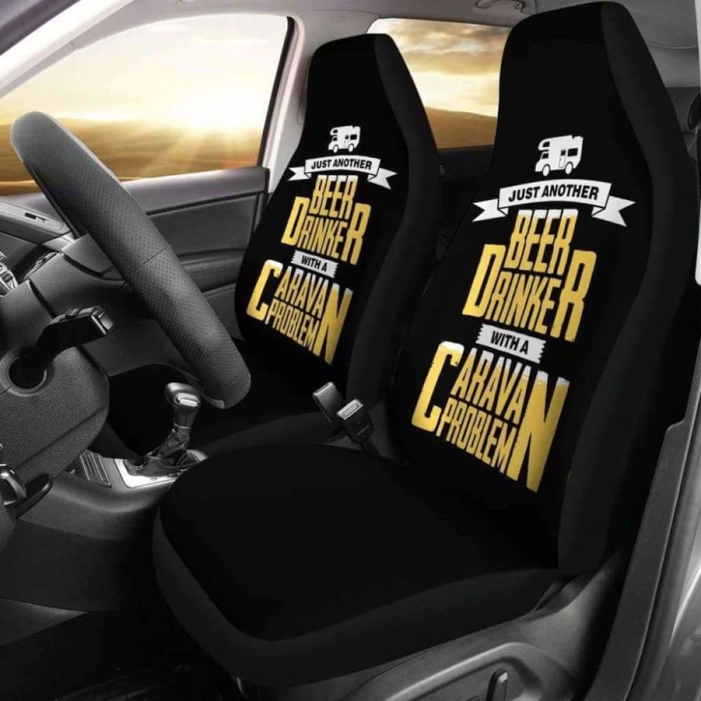 Premium Beer Caravan Problem Car Seat Covers - Universal Fit for Cars, Trucks & SUVs - Durable & Easy to Clean - Perfect for Road Trips, Camping & Outdoor Adventures