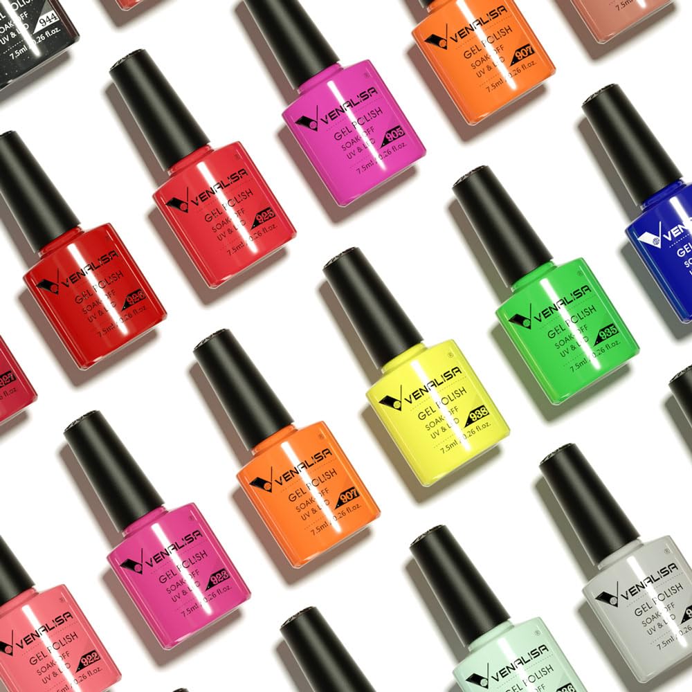 VENALISA VIP1 62-Piece 7.5ml Gel Nail Polish Kit with Color Chart, Base & Top Coat - UV LED Soak Off Starter Set for DIY Home Manicure & Professional Salon Nail Art | Perfect for Parties, Weddings & Everyday Beauty Care