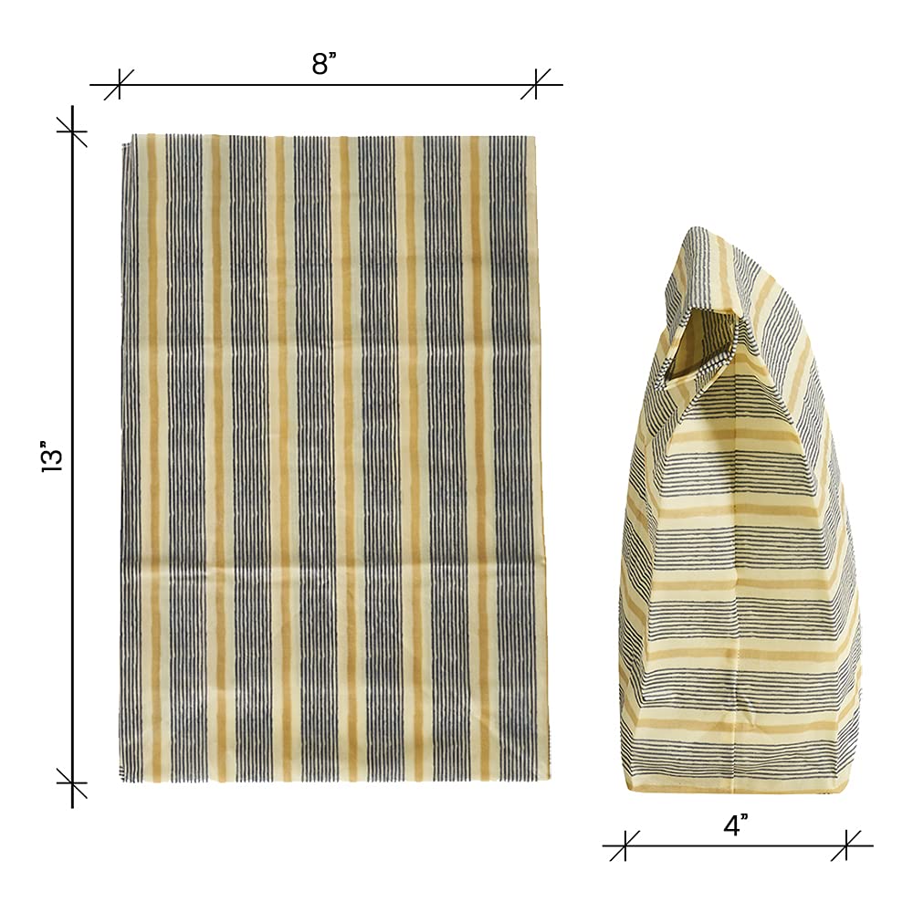 Eco-Friendly Reusable Beeswax Lunch Bags - Large Size for Bread & Produce | Zero Waste Cotton Food Wrap | Plastic-Free Sustainable Storage Solution for School, Work & Picnics