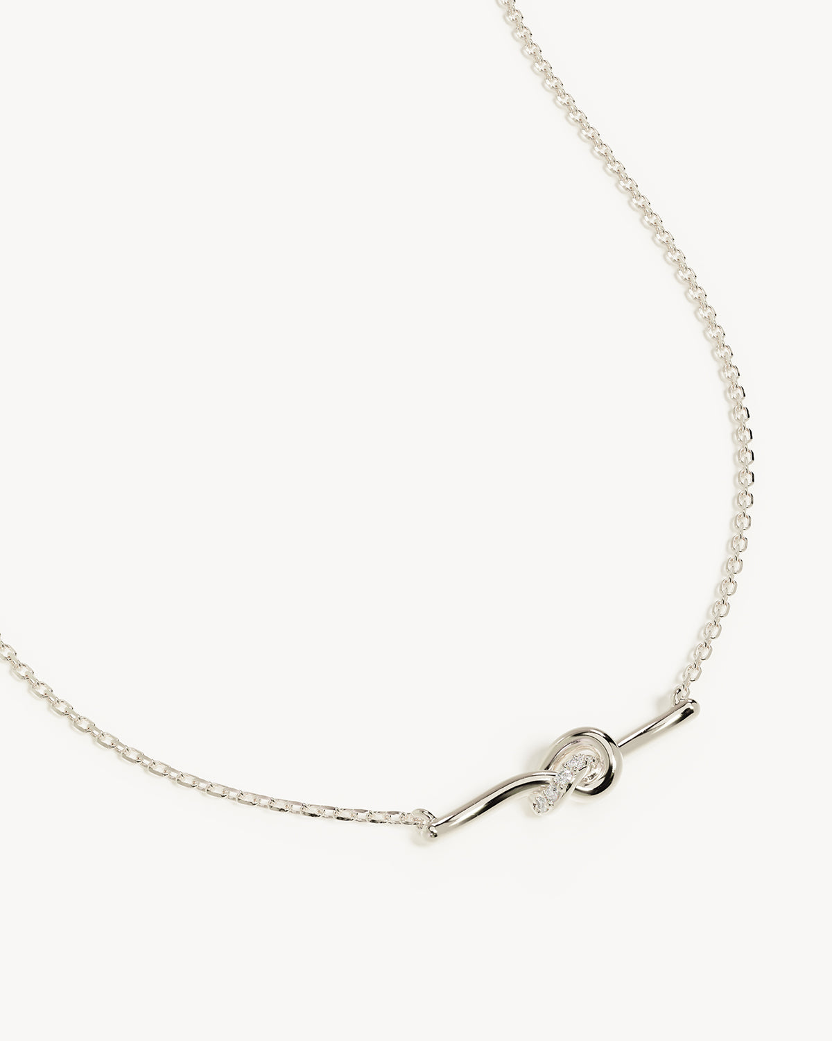 Sterling Silver Love Knot Necklace with Lab Grown Diamond - Elegant Jewelry Gift for Women, Perfect for Valentine's Day, Anniversary & Special Occasions