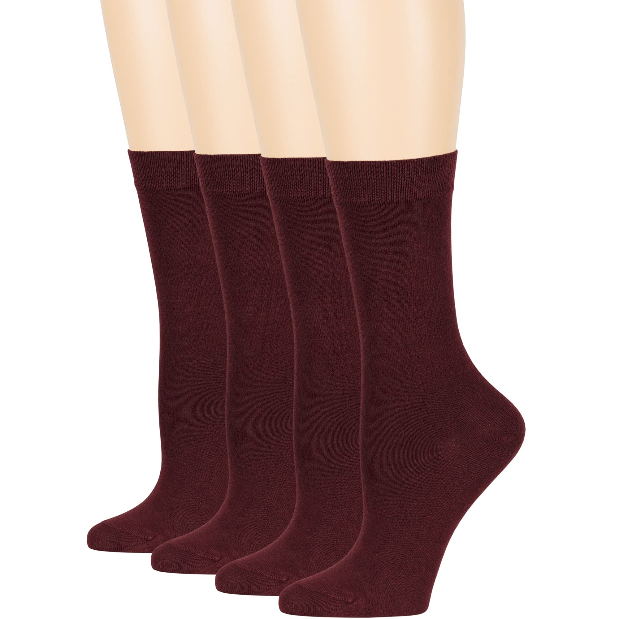 7BIGSTARS KINGDOM Women's Bamboo Dress Socks 4-Pack - Soft Breathable Comfortable Crew Socks for Women (Black, Brown, Blue, Beige, Khaki, Green) - Perfect for Work, Office, Dress Shoes & Everyday Wear