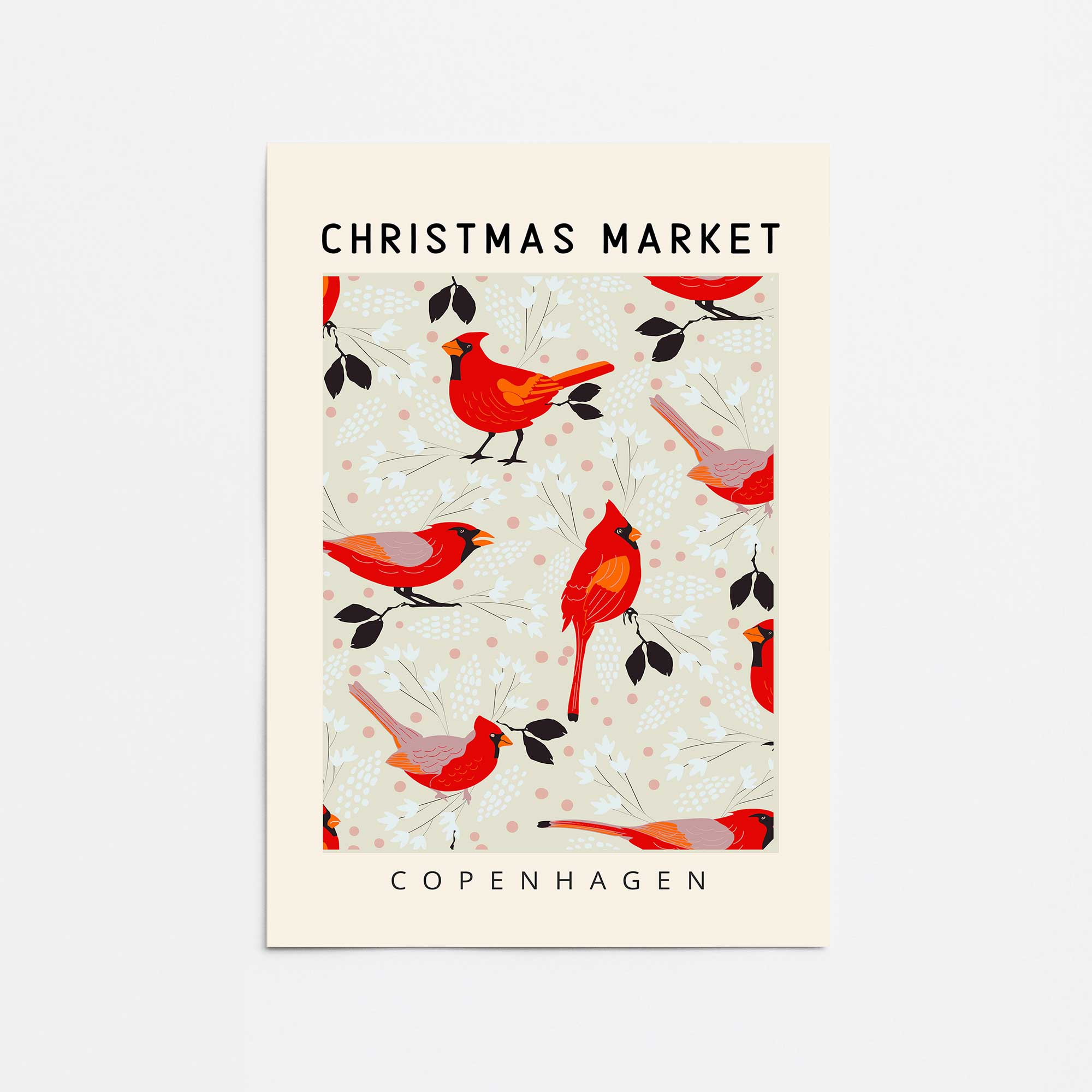 Vintage Copenhagen Christmas Market Rolled Print Poster - Perfect for Holiday Decor, Wall Art & Festive Home Decorations