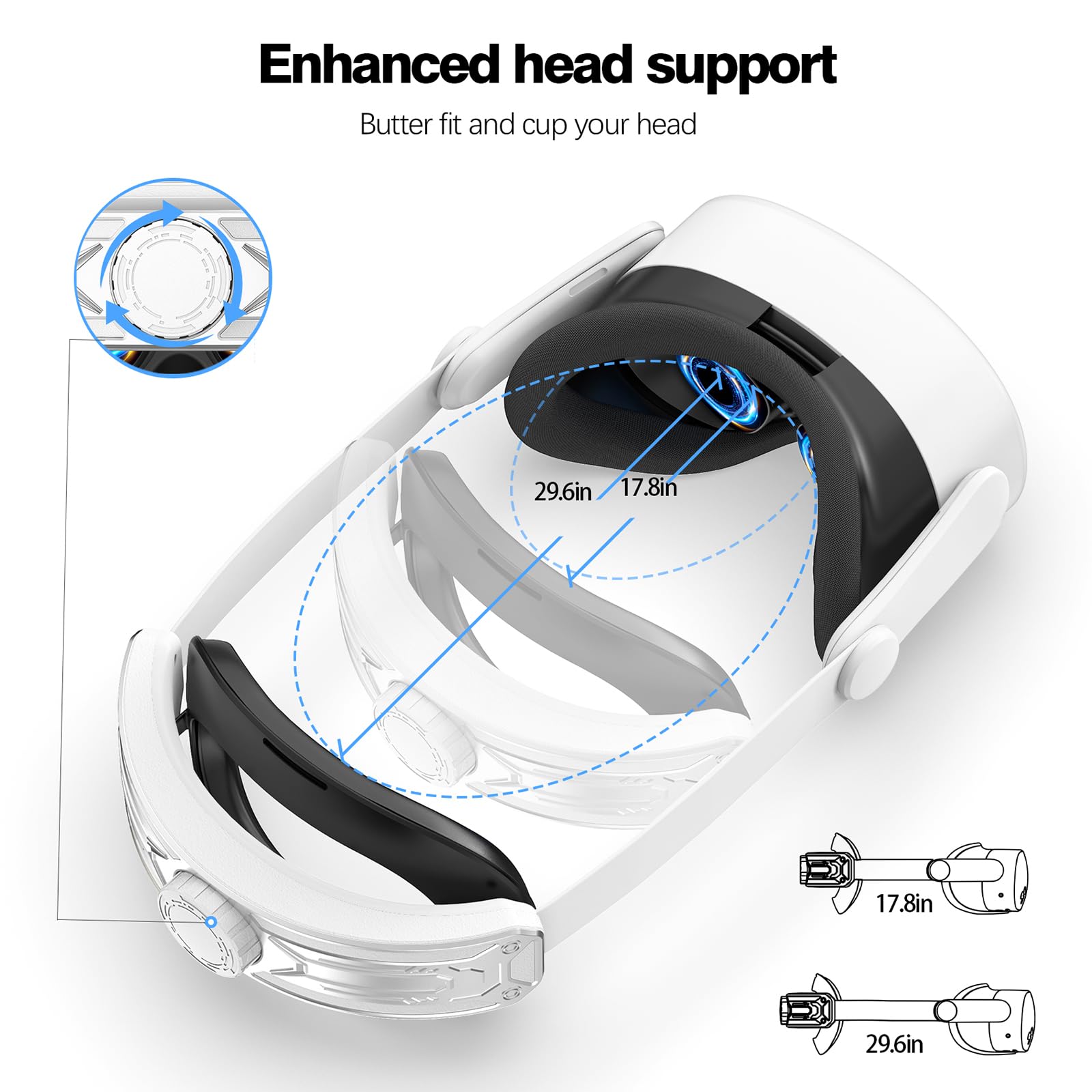 Meta Quest 3S Head Strap - Premium VR Headset Accessory | Replacement for Elite Strap | Enhanced Comfort & Reduced Head Pressure | Compatible with Oculus/Meta Quest 3S | Perfect for Gaming, Fitness VR & Extended Play Sessions