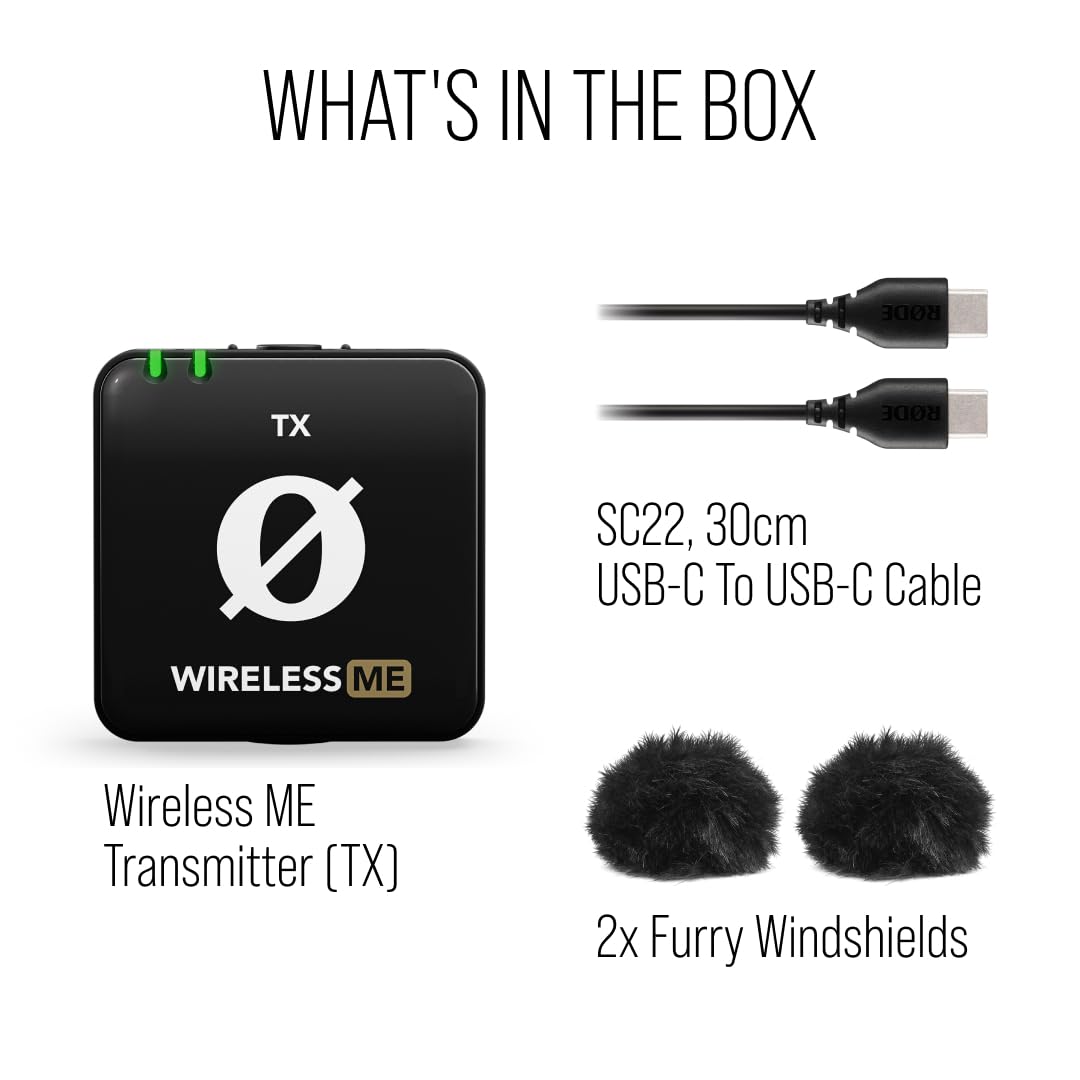 RØDE Wireless ME TX Ultra-Compact Wireless Microphone Transmitter with Built-in Mic, Onboard Recording & 200m Range - Perfect for Filmmaking, Interviews, YouTube Videos, Podcasting & Live Streaming (Transmitter Only)