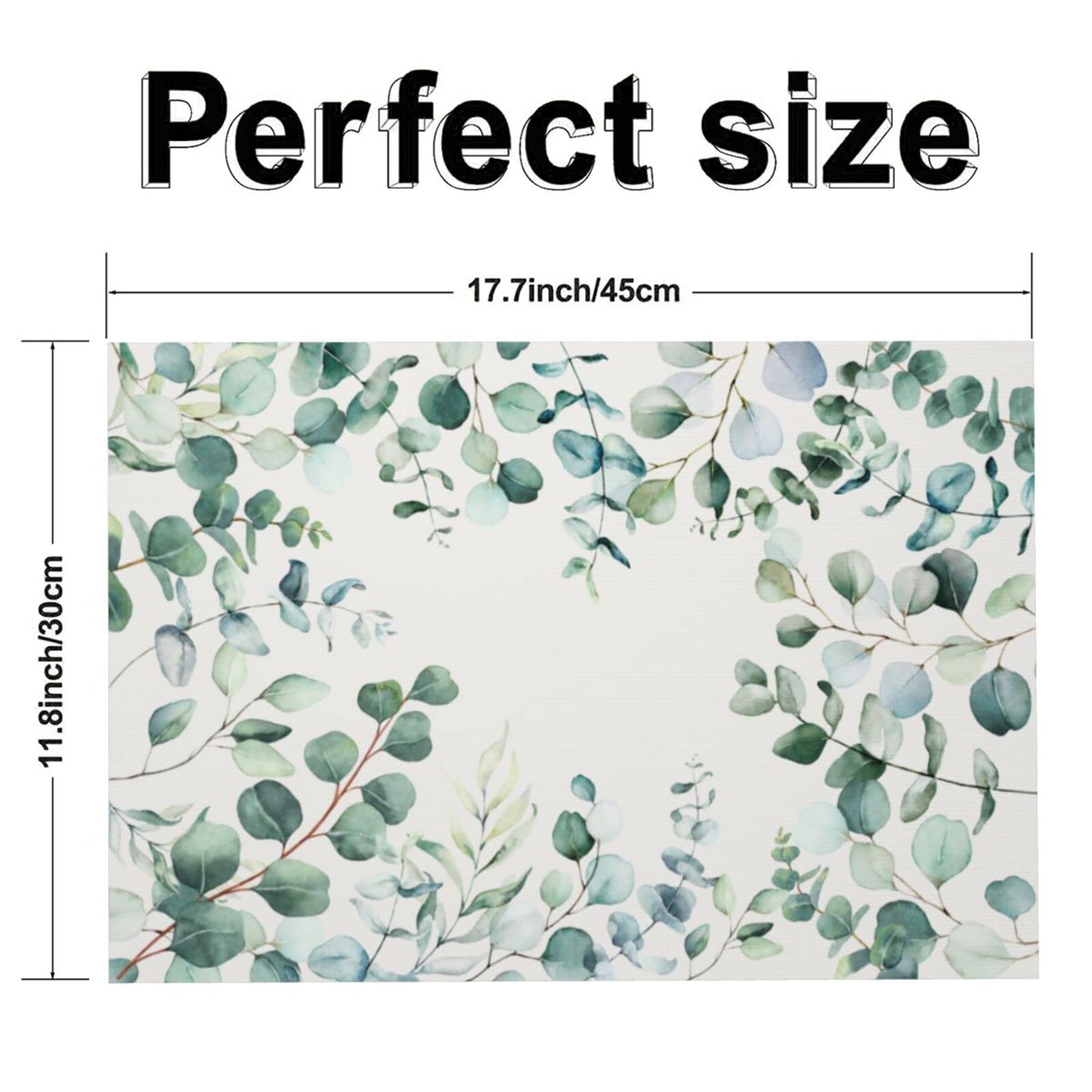 Natural Eucalyptus Leaves Woven Placemats Set of 4 - Rectangle Fabric Table Mats for Dining, Kitchen, and Outdoor Picnics - Eco-Friendly Home Decor