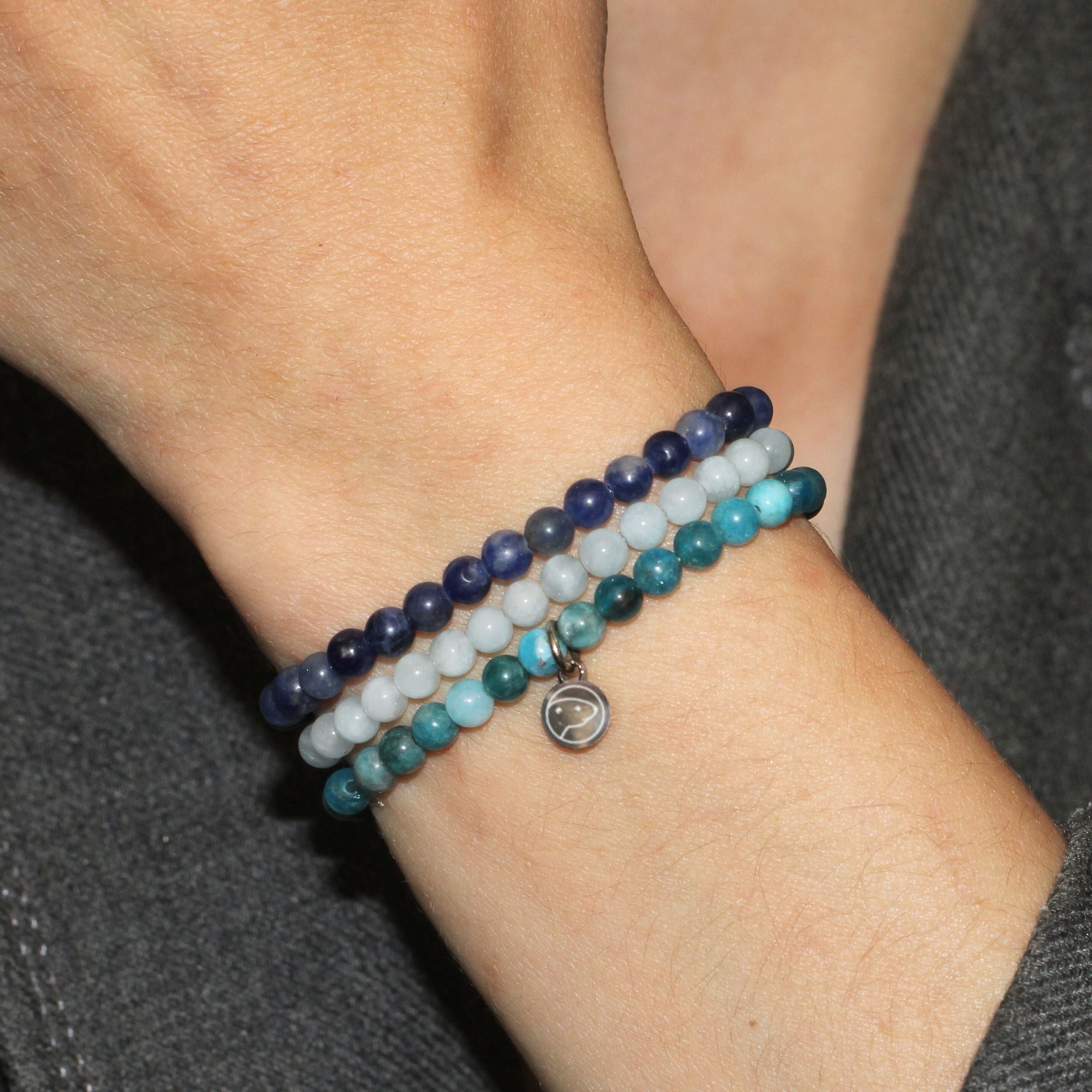 Vishuddha Throat Chakra Healing Bracelet Set - 7 Chakra Balancing Beaded Jewelry for Meditation, Yoga & Spiritual Wellness