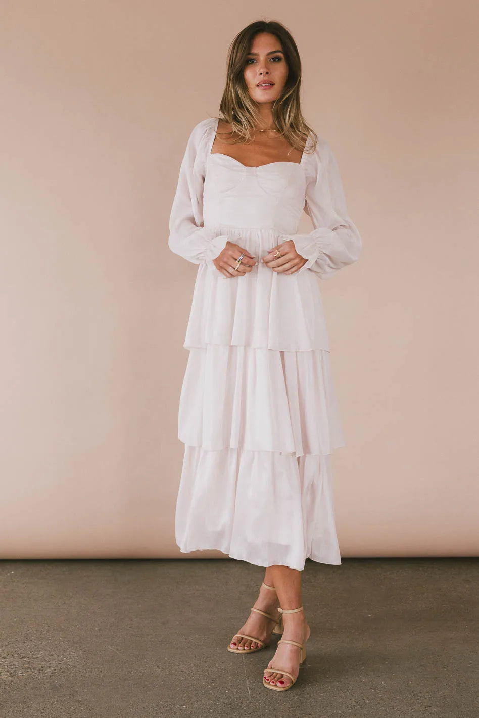 Champagne Shimmery Midi Dress for Women - Elegant Party & Evening Gown for Weddings, Cocktail Dresses, Prom & Special Occasions