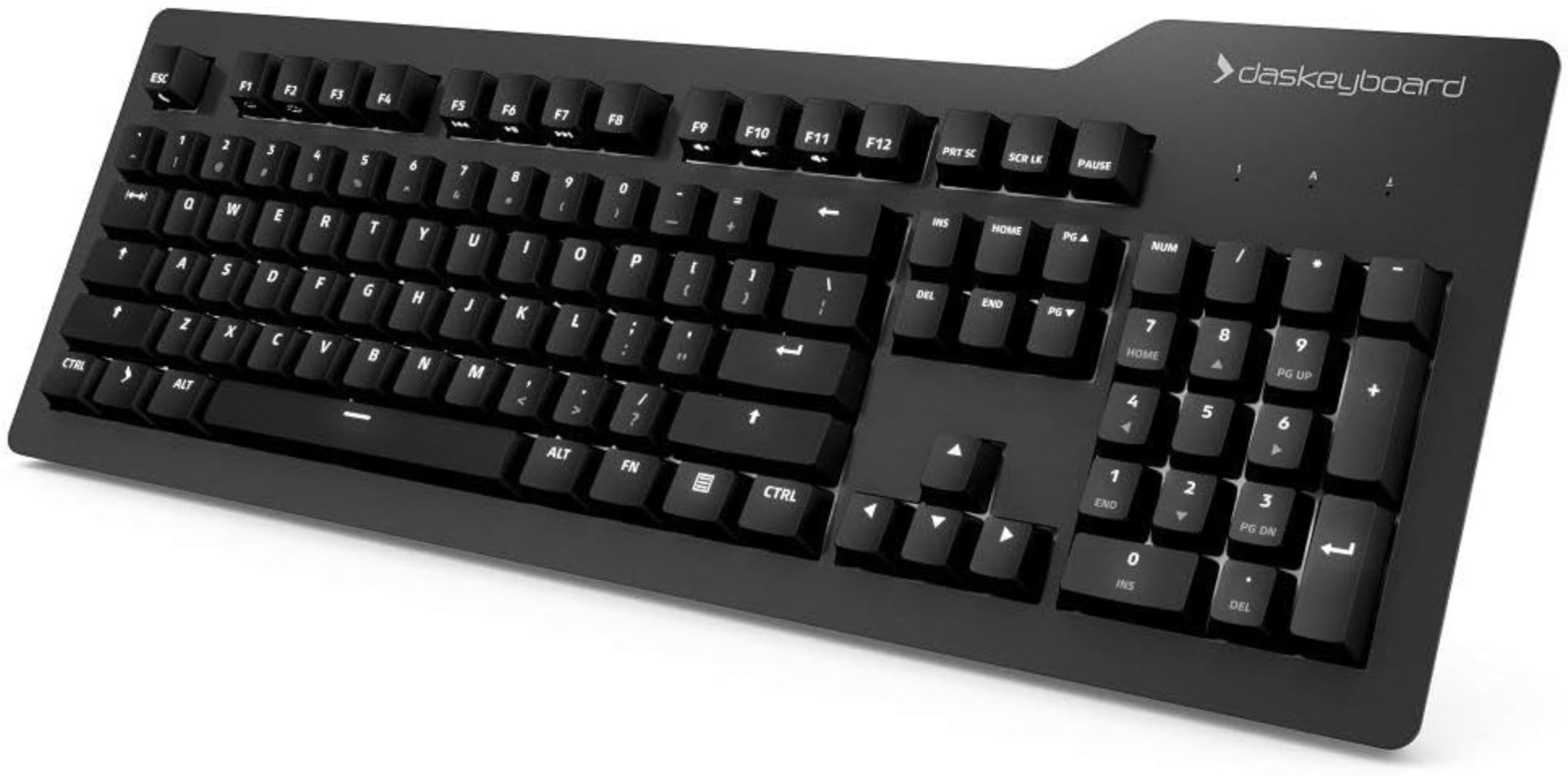 Das Keyboard Prime 13 Backlit Wired Mechanical Keyboard with Cherry MX Brown Switches - White LED Backlit Keys, USB Pass-Through & Aluminum Top Panel (104 Keys, Black) - Perfect for Gaming, Programming & Office Work