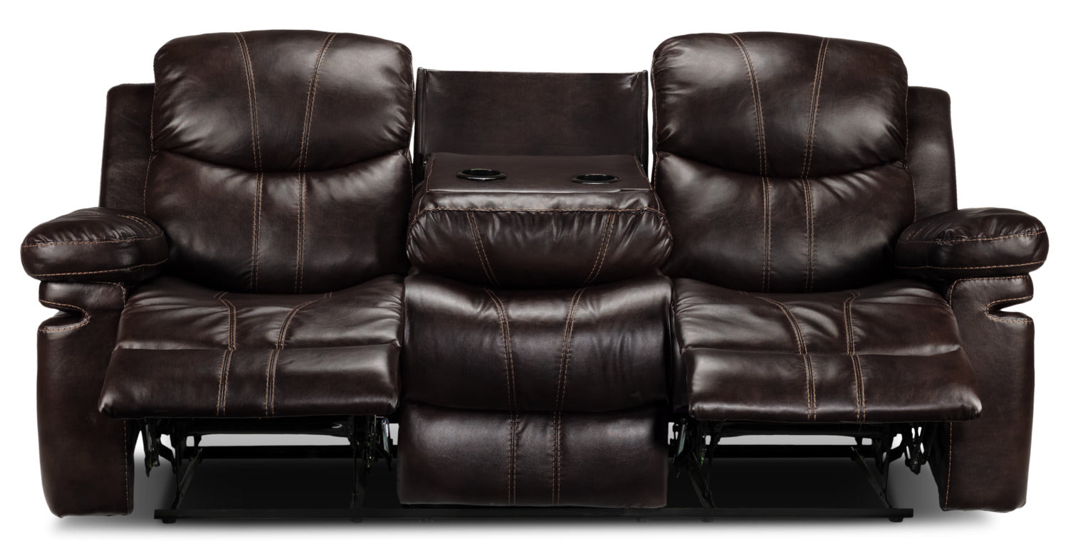 Barcelona Reclining Sofa - Brown Leather Recliner for Living Room | Comfortable Modern Lounge Chair for Home Theater & Relaxation