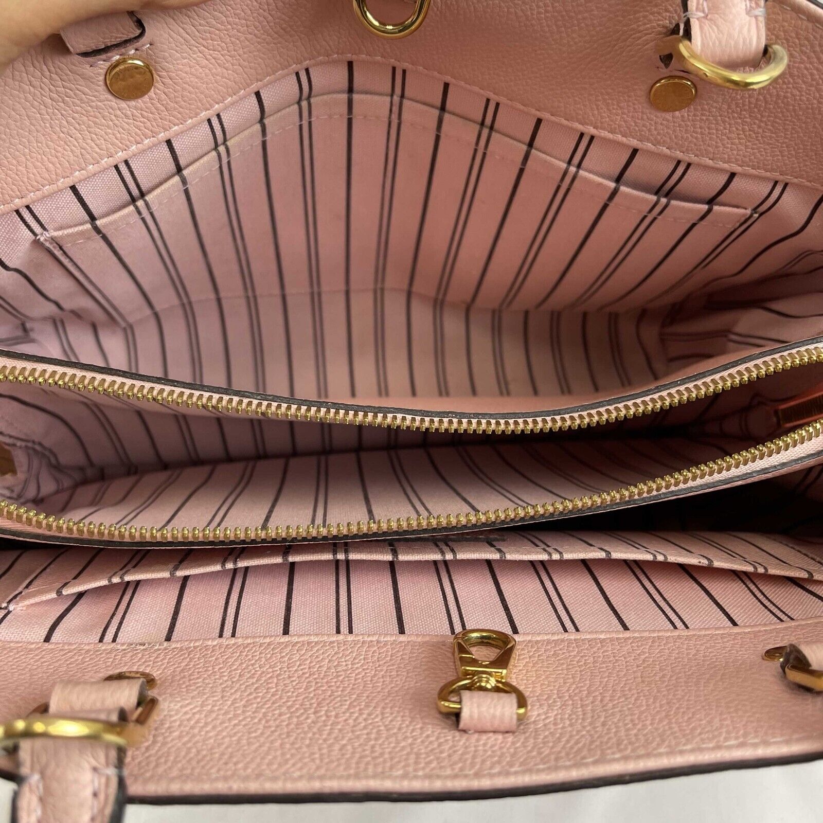 Louis Vuitton Montaigne MM Handbag - Pink Calfskin Leather with Top Handle & Adjustable Shoulder Strap | Luxury Designer Tote for Women, Work, Travel & Everyday Use