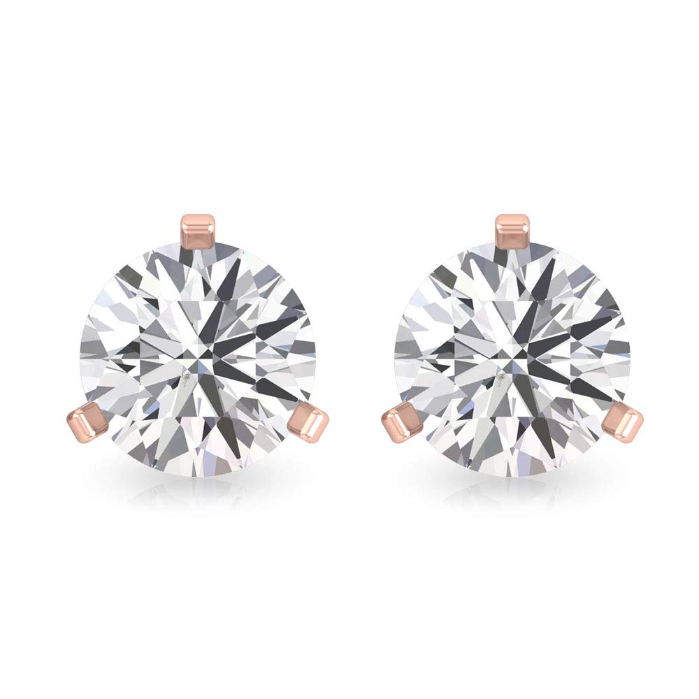 3/4 CT Cubic Zirconia Stud Earrings for Women - 14K Solid Gold Solitaire Earrings - Elegant Gift for Birthday, Anniversary & Everyday Wear