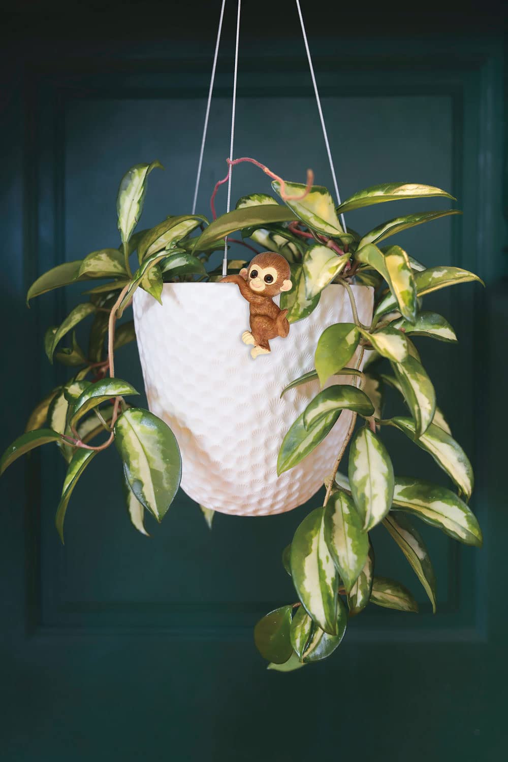 Cute Animal Figurine Planter Pot Hangers - Set of 3 Resin Hanging Monkey Sculptures for Outdoor Garden Decor, Flower Pot Climbing Ornaments | Perfect for Patio, Balcony & Indoor Plant Displays