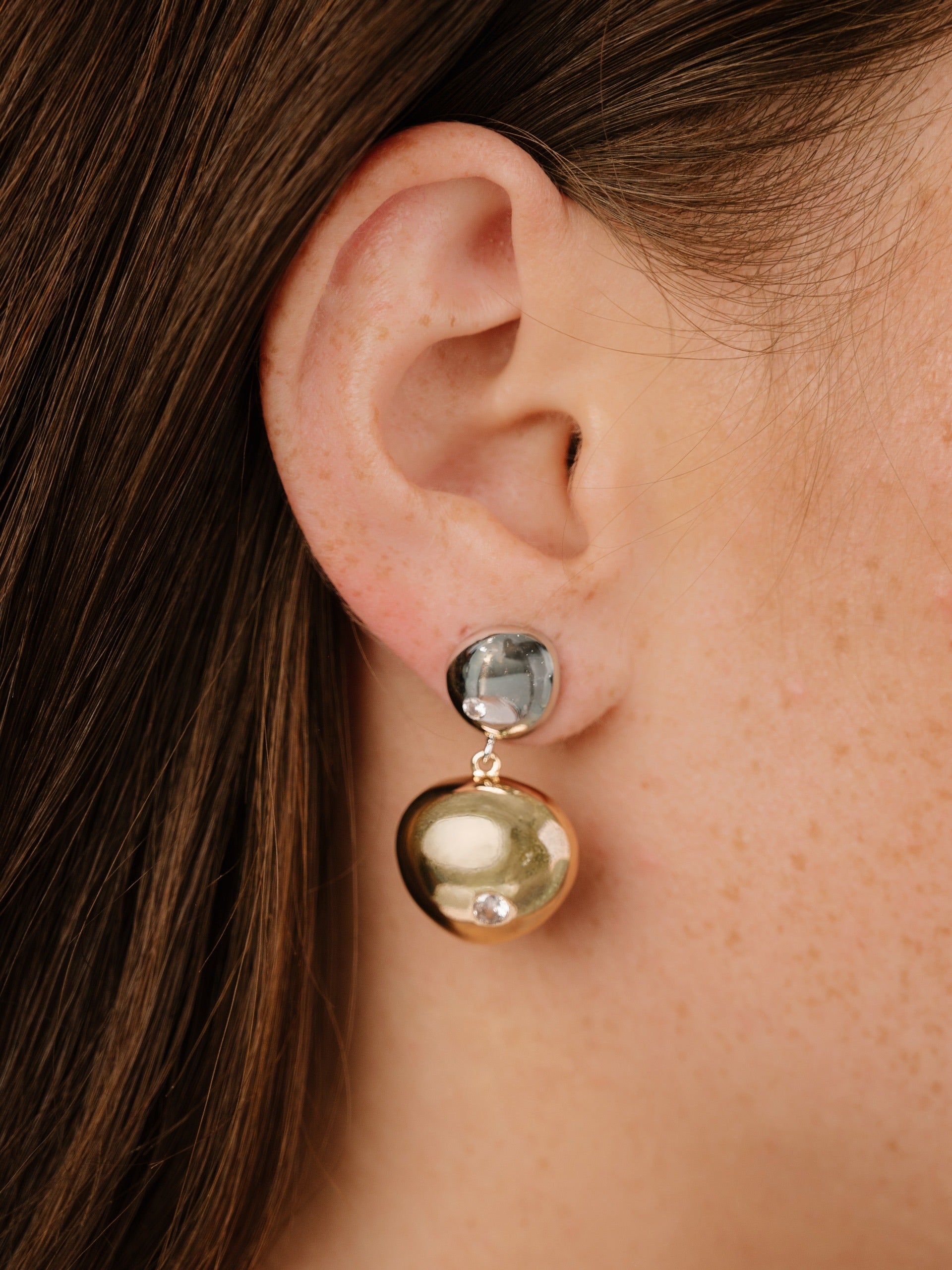 Elegant Polished Double Pebble Drop Earrings for Women - Perfect for Weddings, Parties & Evening Events