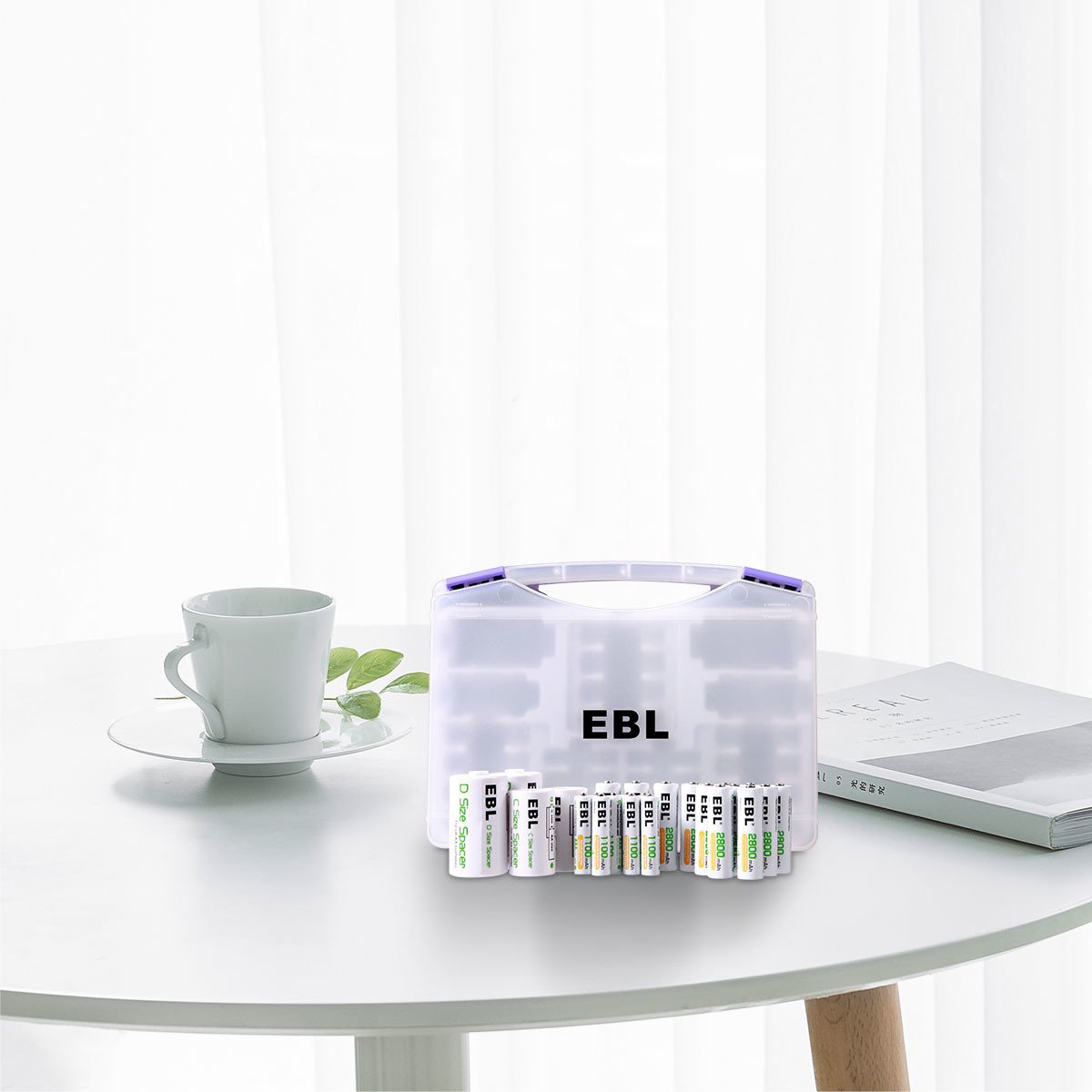 EBL Rechargeable AA AAA Batteries Combo - 12 AA & 8 AAA Batteries with 2 C/D Size Converters and Storage Case | Perfect for Cameras, Toys, Flashlights, and Home Electronics