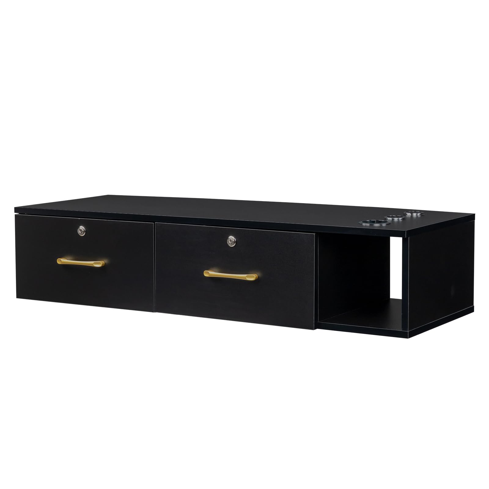 Wall Mount Salon Station with Drawers - Styling Cabinet & Open Storage for Beauty Salon & Spa - Professional Hair Stylist & Barber Equipment - Perfect for Salon Organization & Client Services